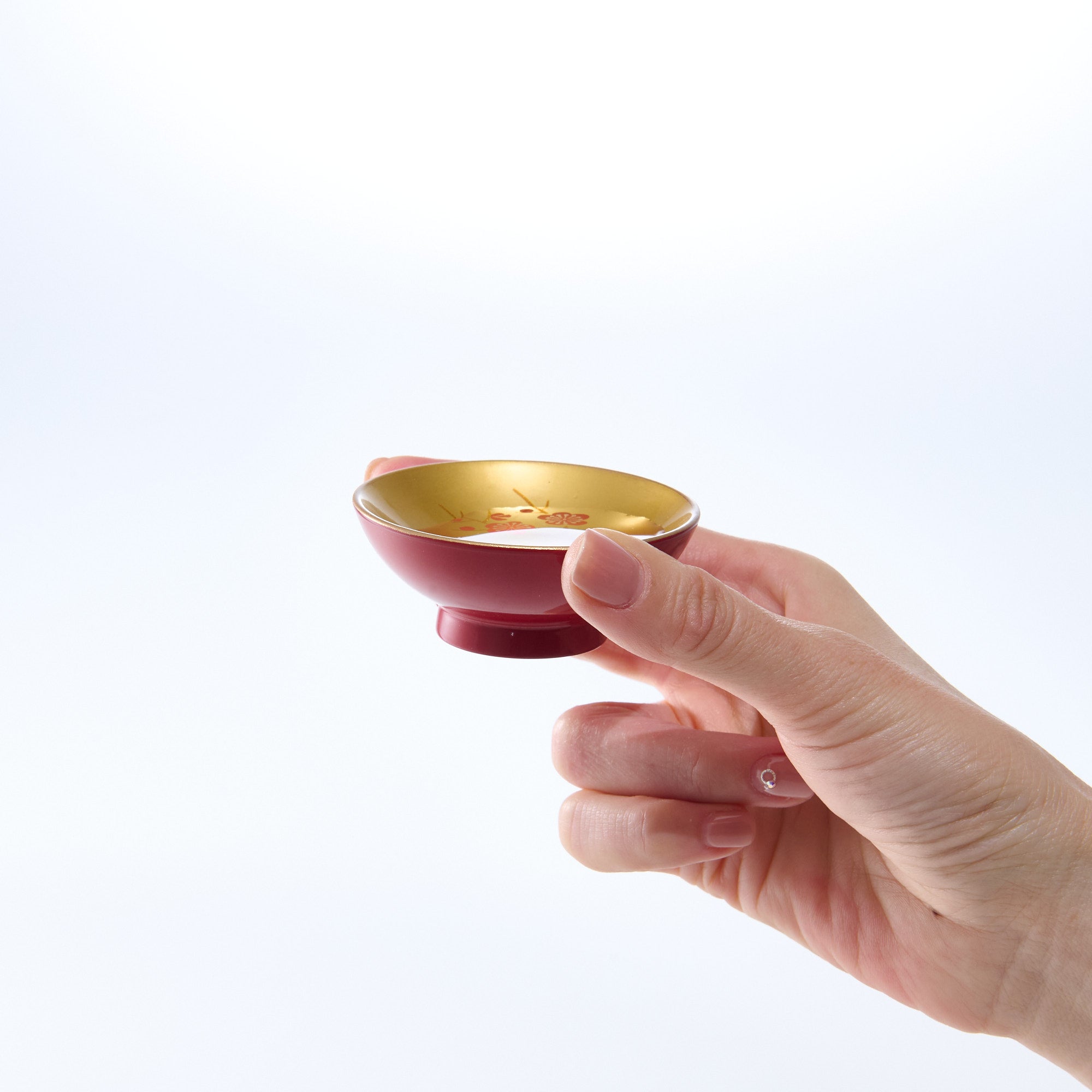 Juego de 3 copas de sake planas Sakazuki de pino, bambú y ciruela