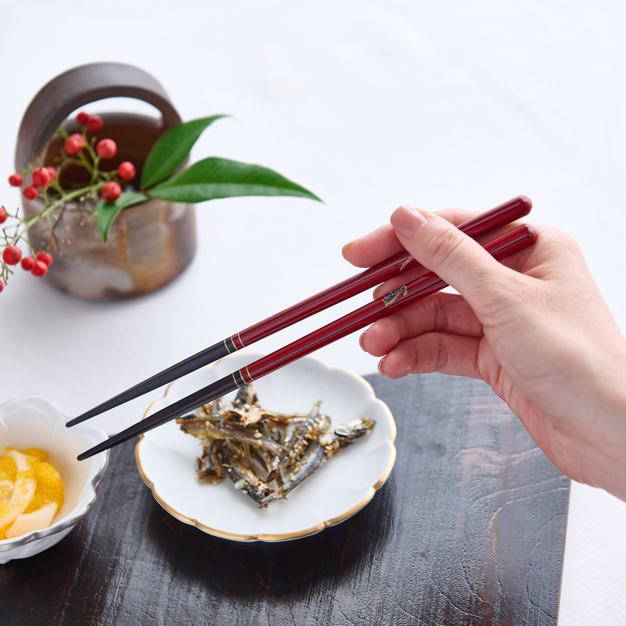 Rabbit and Moon Shell Inlay Chopsticks Pair Set