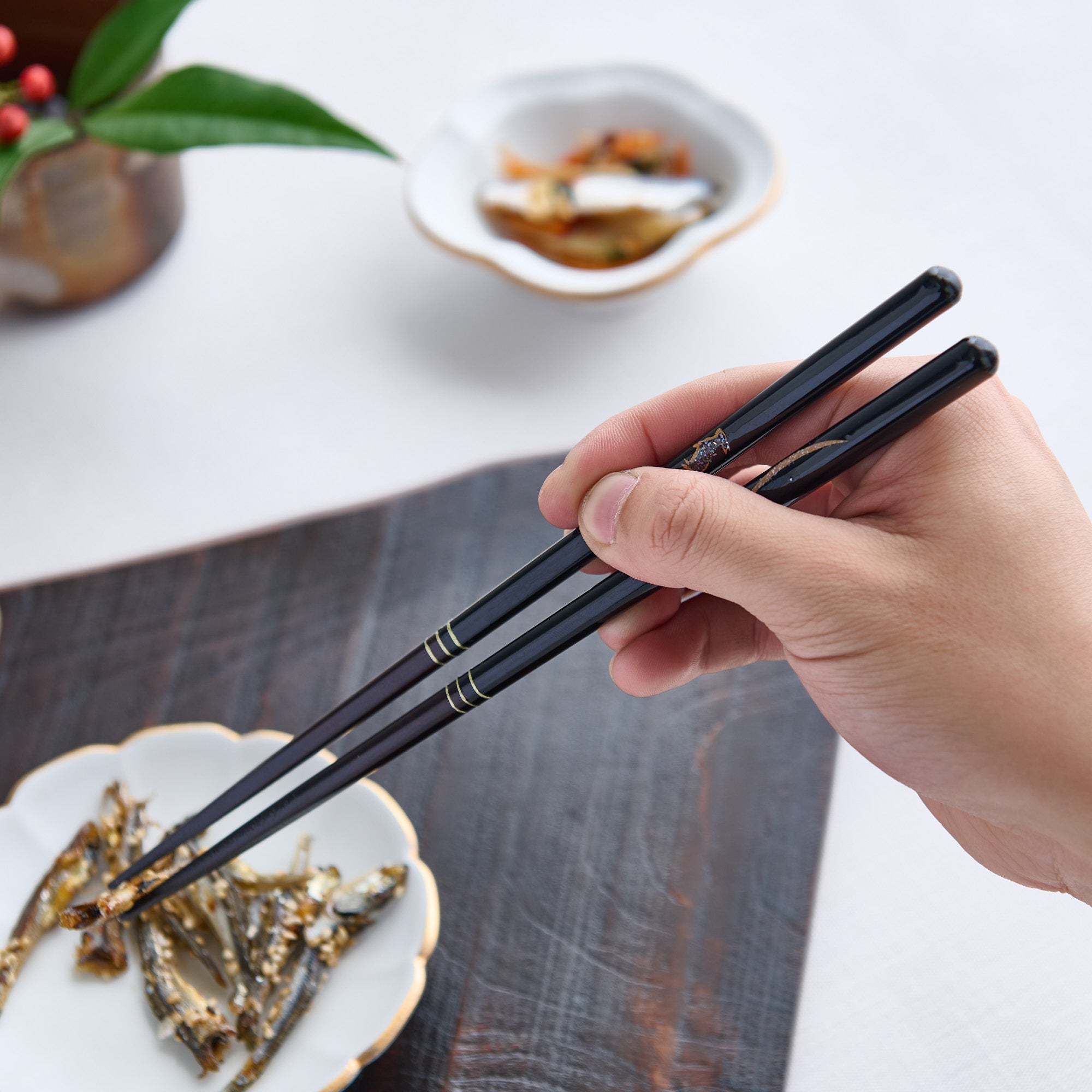 Rabbit and Moon Shell Inlay Chopsticks Pair Set