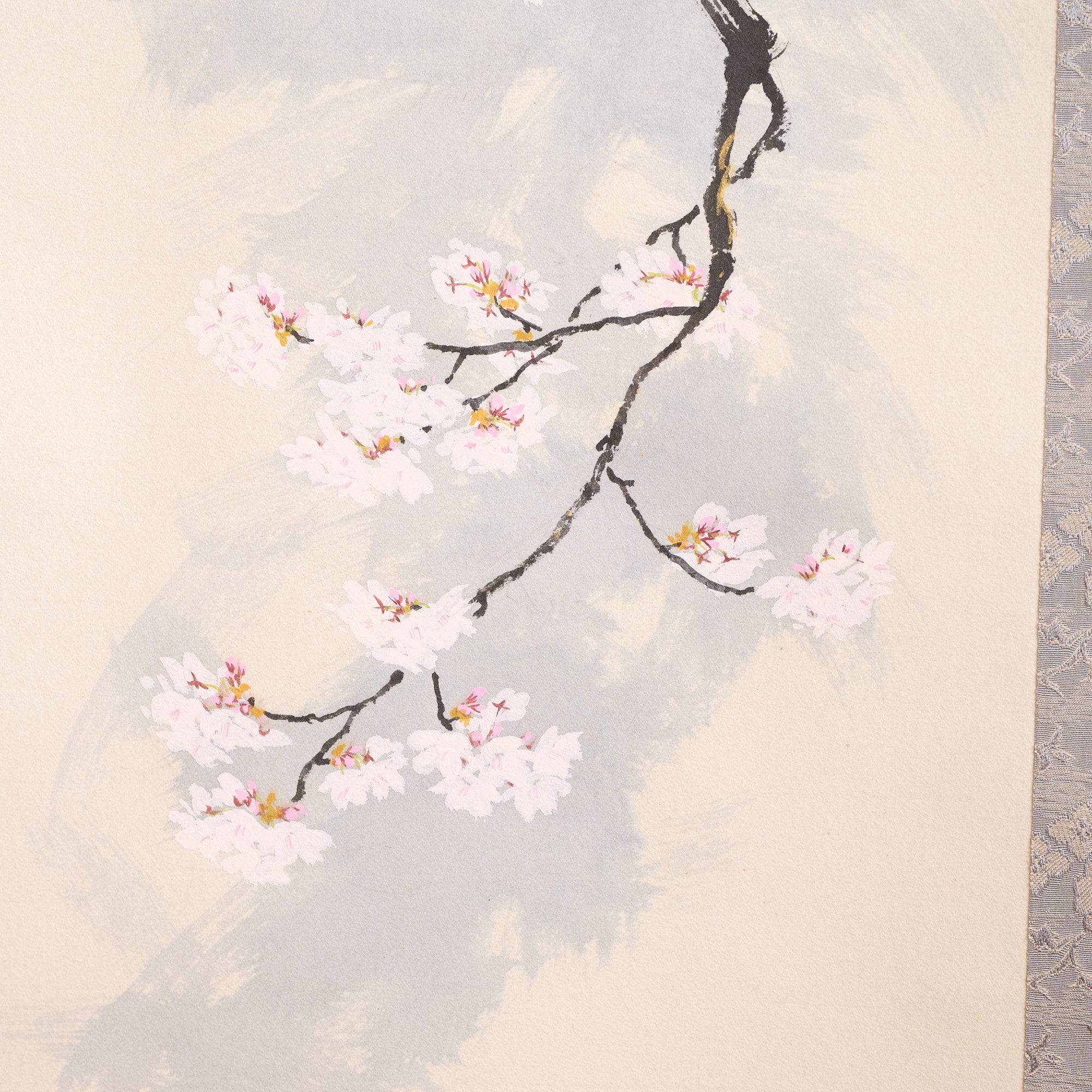 Cat and Sakura Kakejiku Hanging Scroll