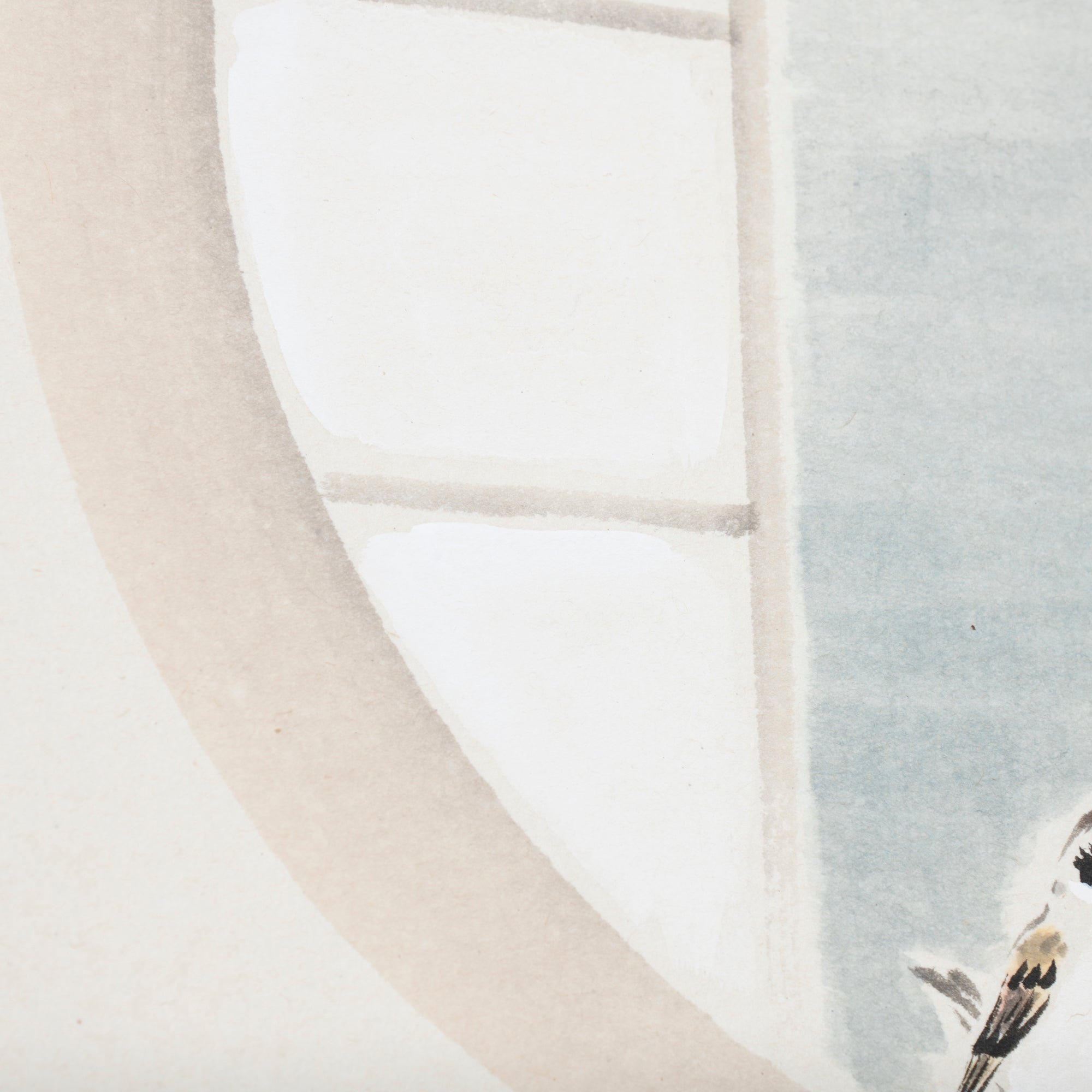 Sparrows and Bamboo with Calligraphy Kakejiku Hanging Scroll