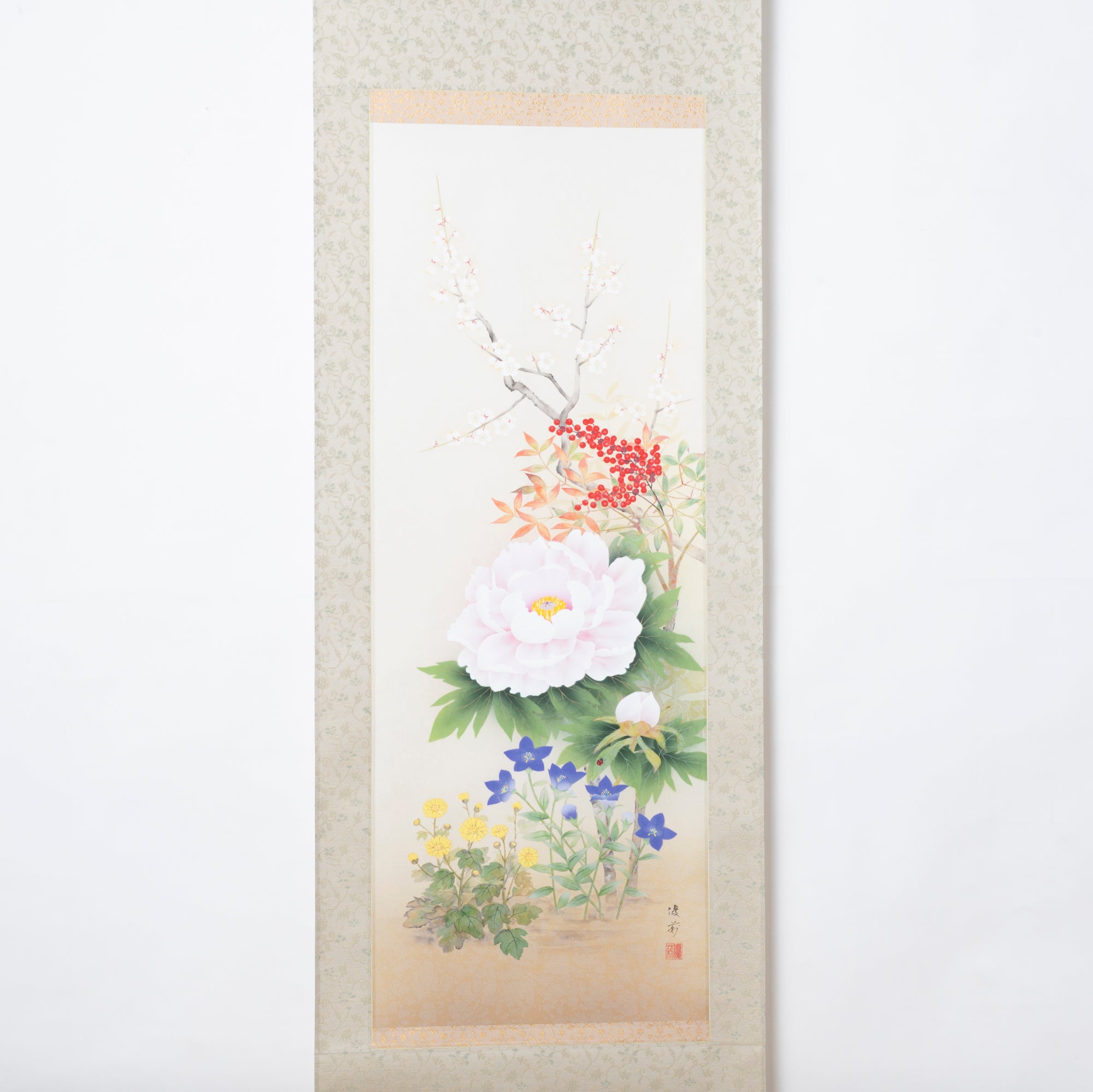 Flowers of the Four Seasons Kakejiku Hanging Scroll