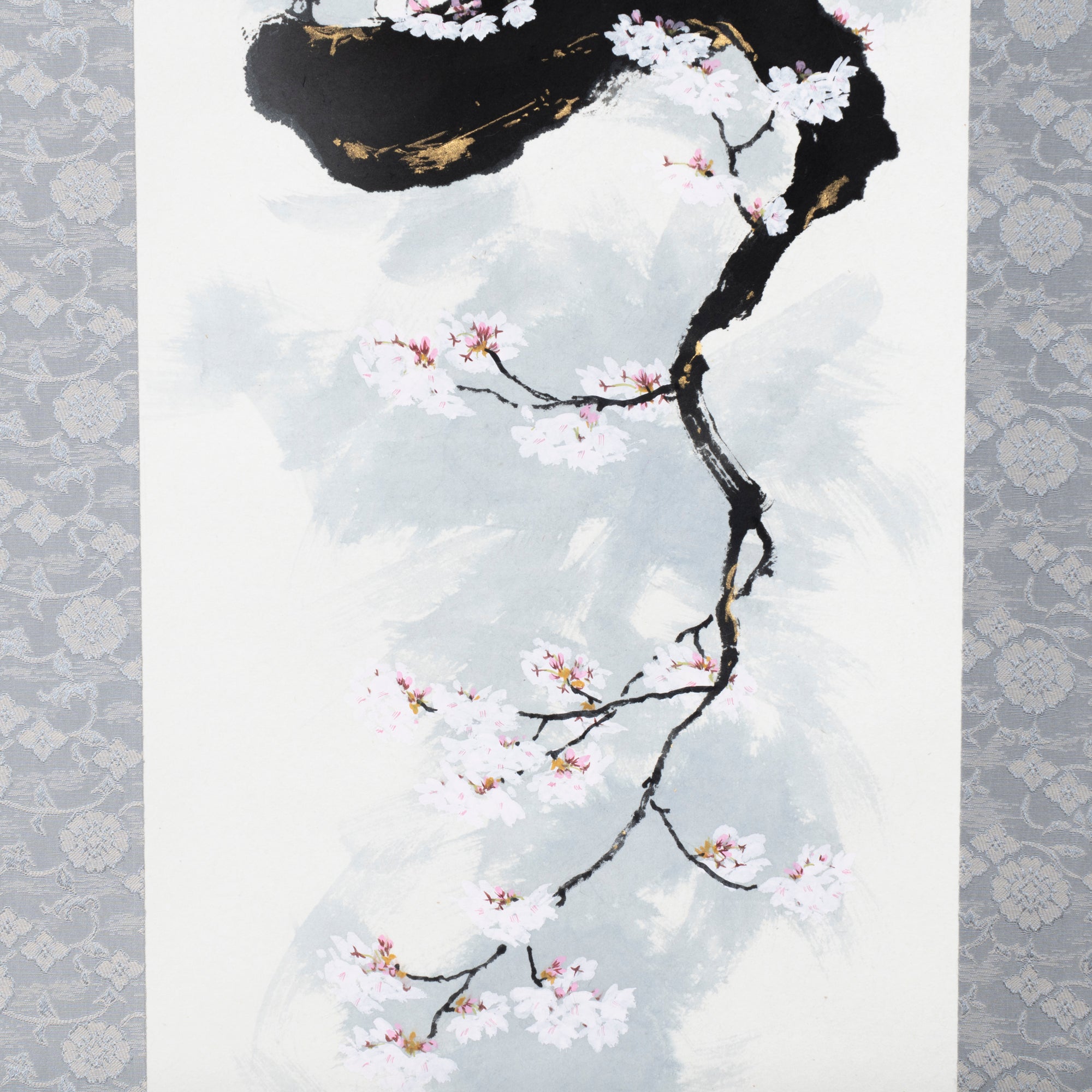 Cat and Sakura Kakejiku Hanging Scroll