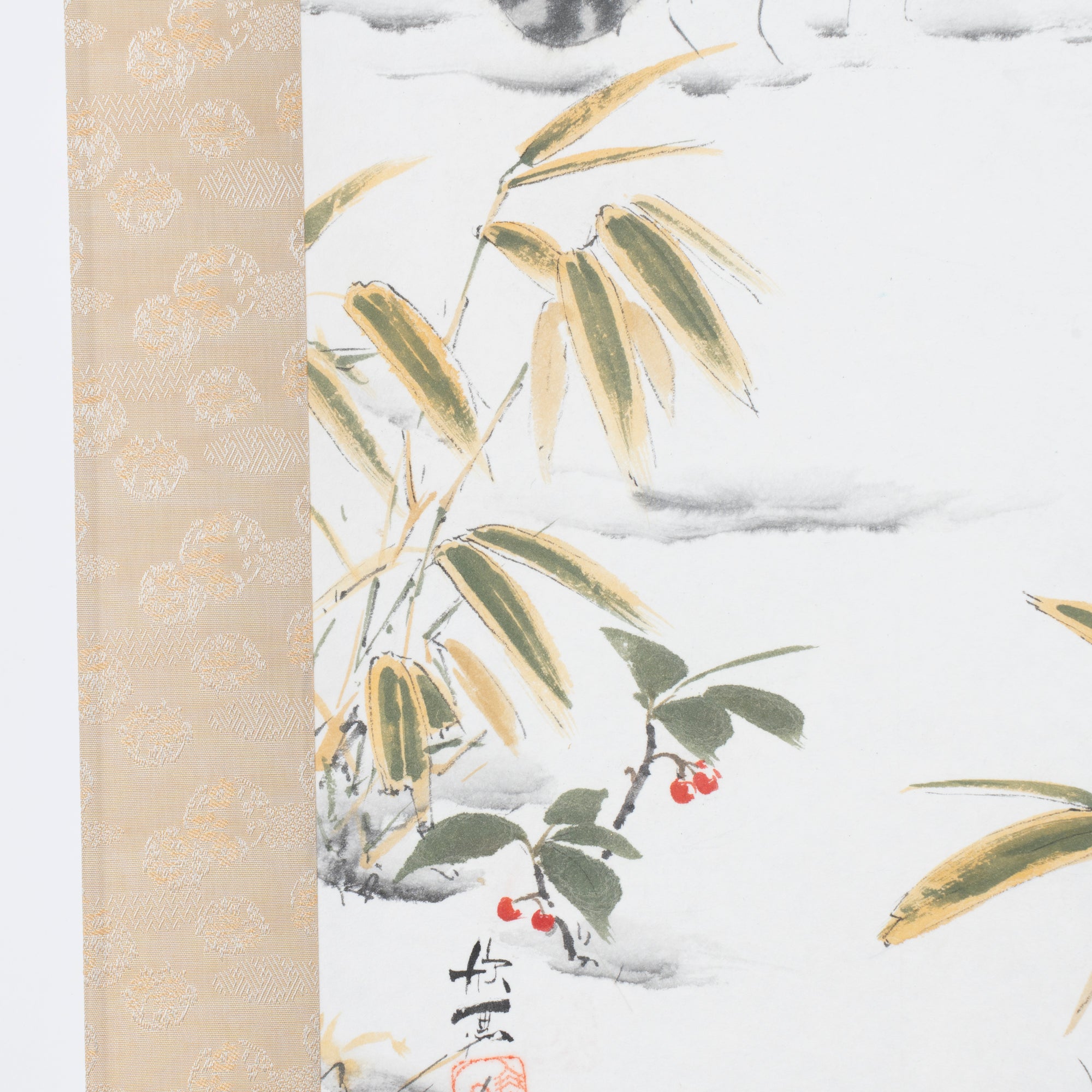 The Glancing-Back Cat Kakejiku Hanging Scroll