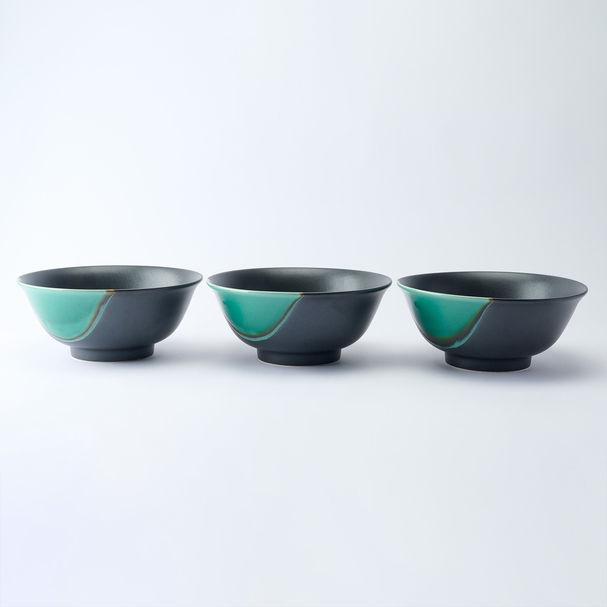 Green Sheen with Black Matte Ramen Bowl 8.9 IN