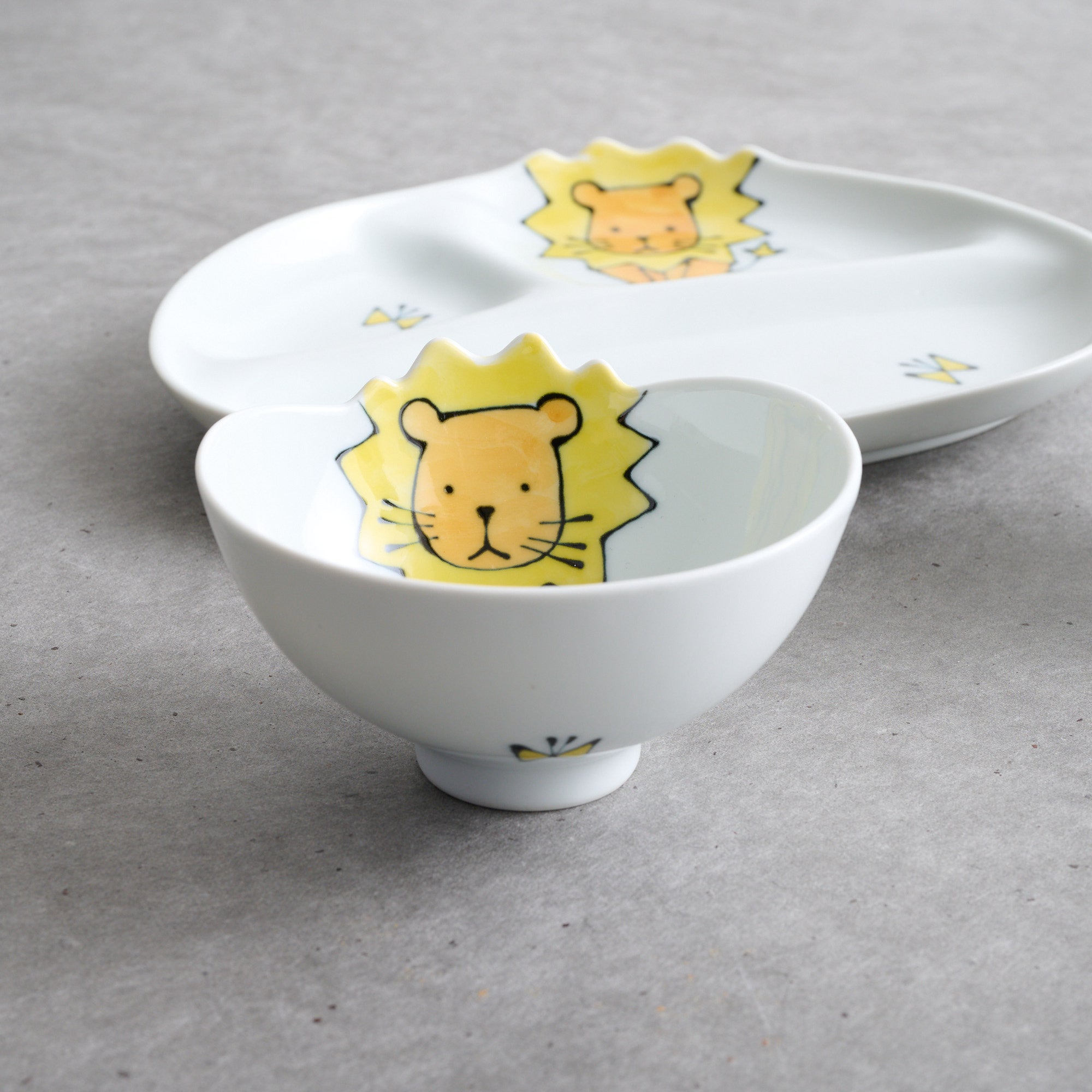 Rim-Peeking Animals Designed Japanese Rice Bowl