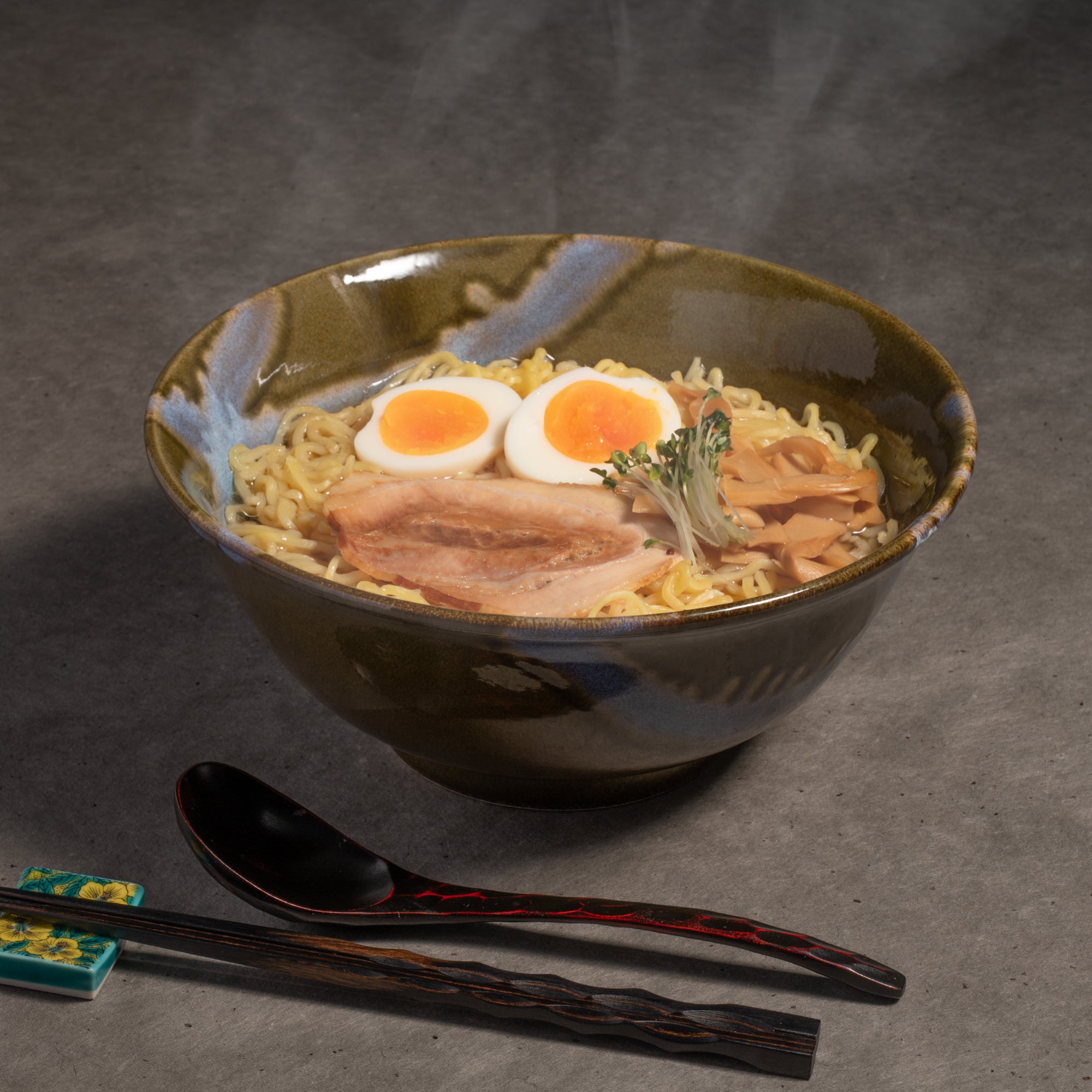 Blue Stroke Green Ramen Bowl 8.9 IN