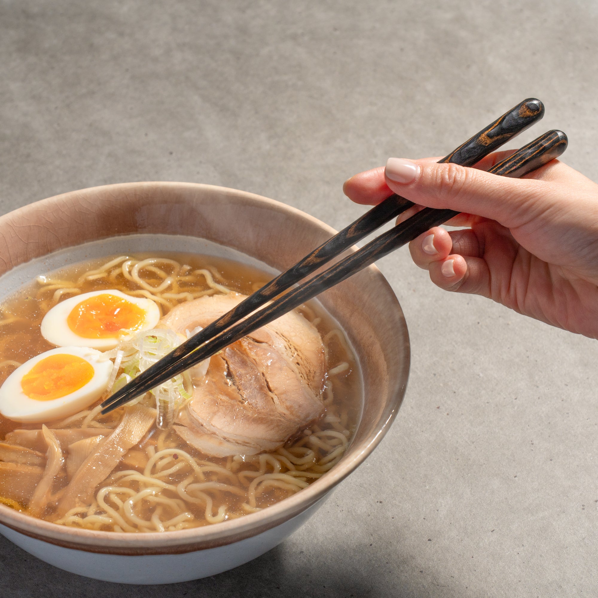 Thick Wavy Grip Wood Grain Chopsticks