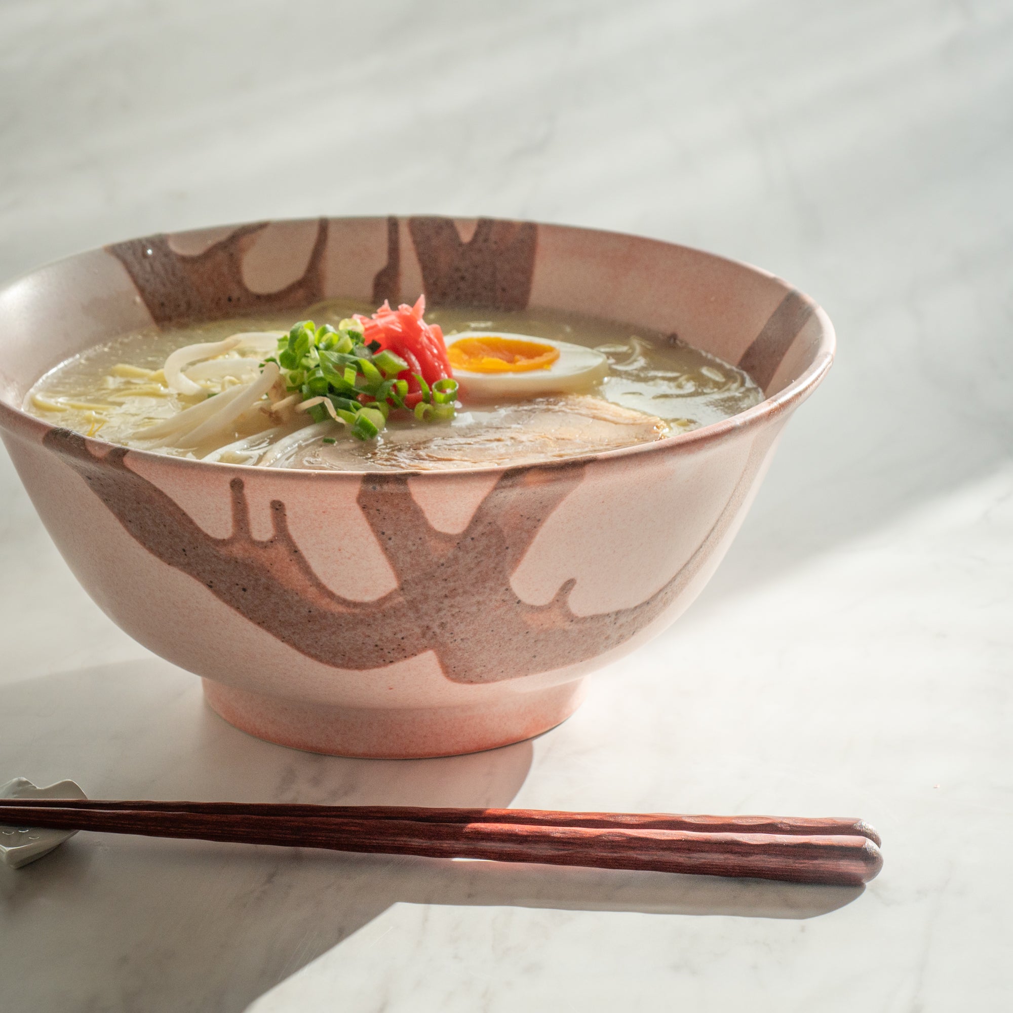 Earthy Stroke Pink Ramen Bowl 8.9 IN