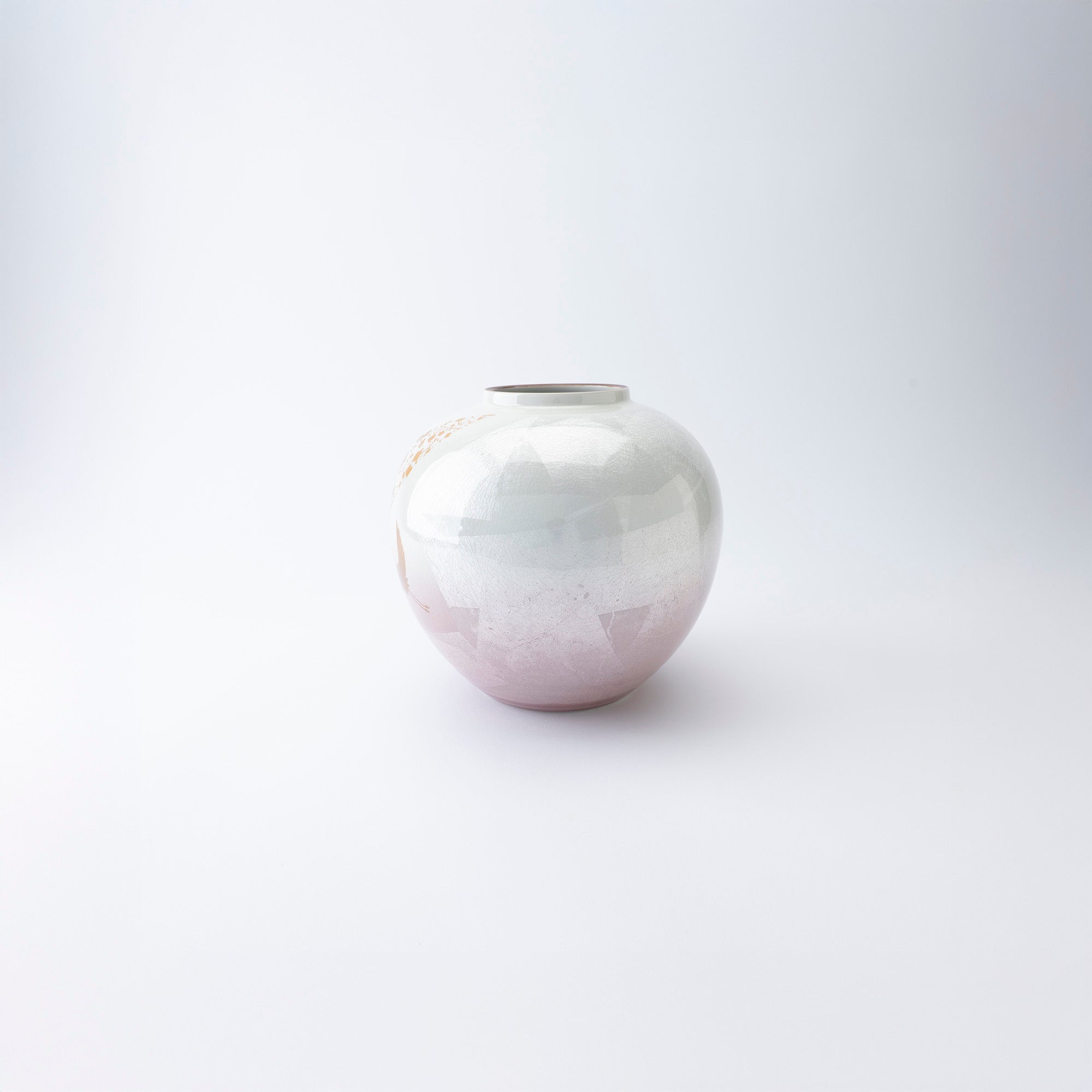 Ginsai Crane Round Japanese Flower Vase 6.9 IN