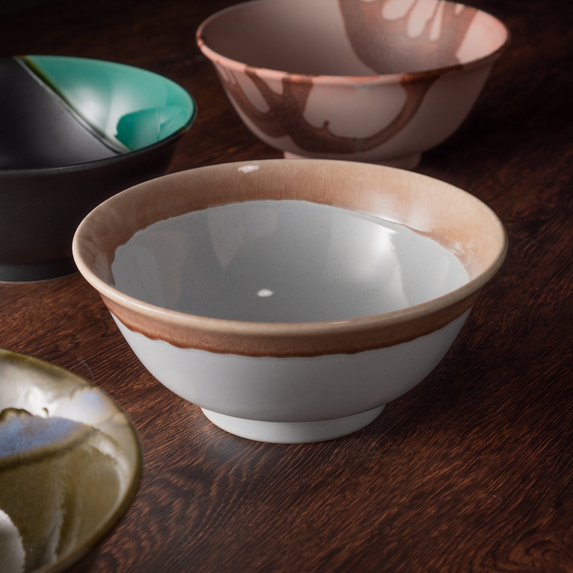 Earth-Rim Speckled Gray Ramen Bowl 8.9 IN