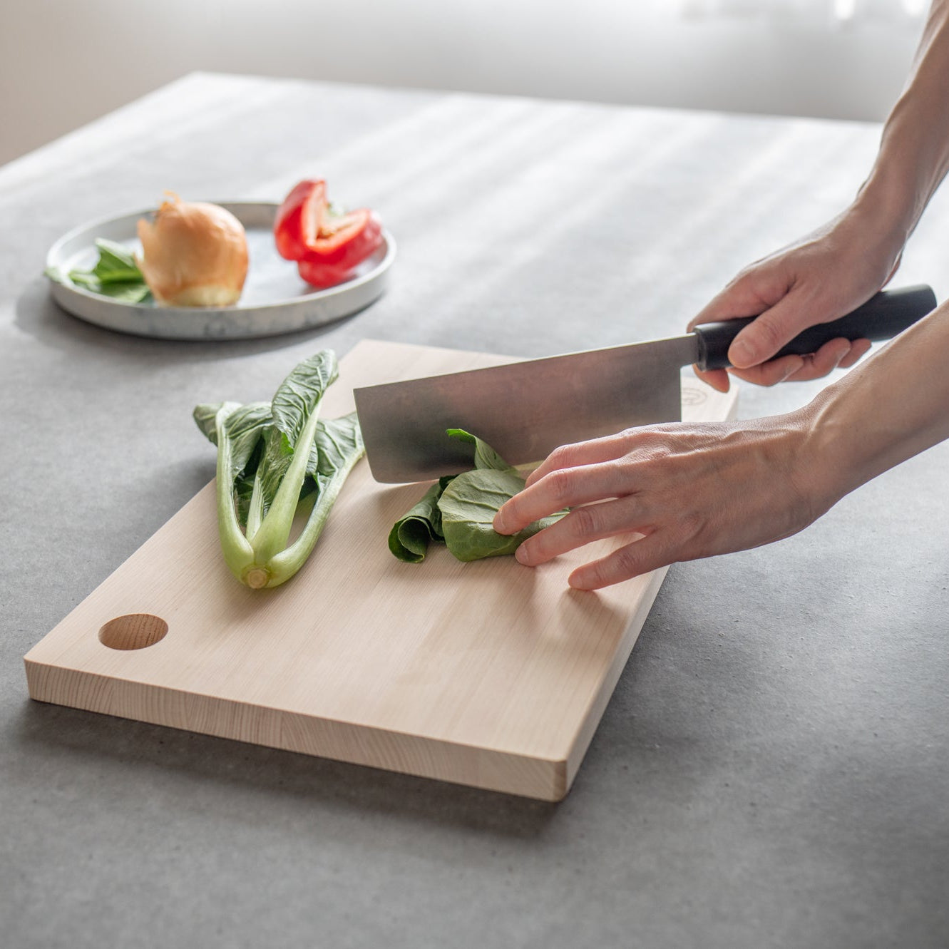 Tono Hinoki Rectangular Cutting Board with Hole