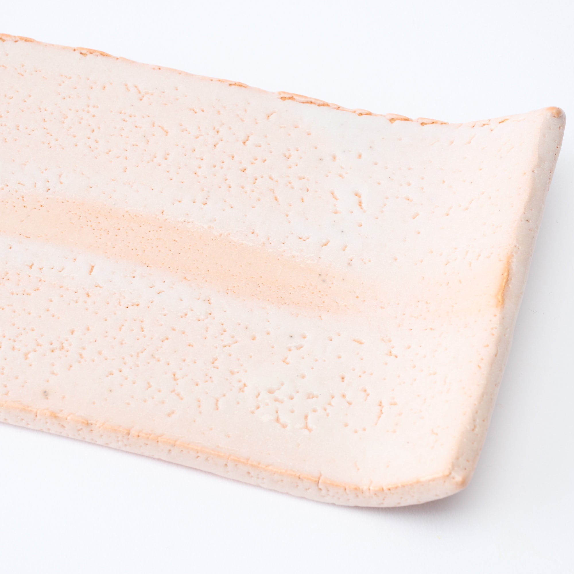 Shino Blush Flat Rectangular Dinner Plate