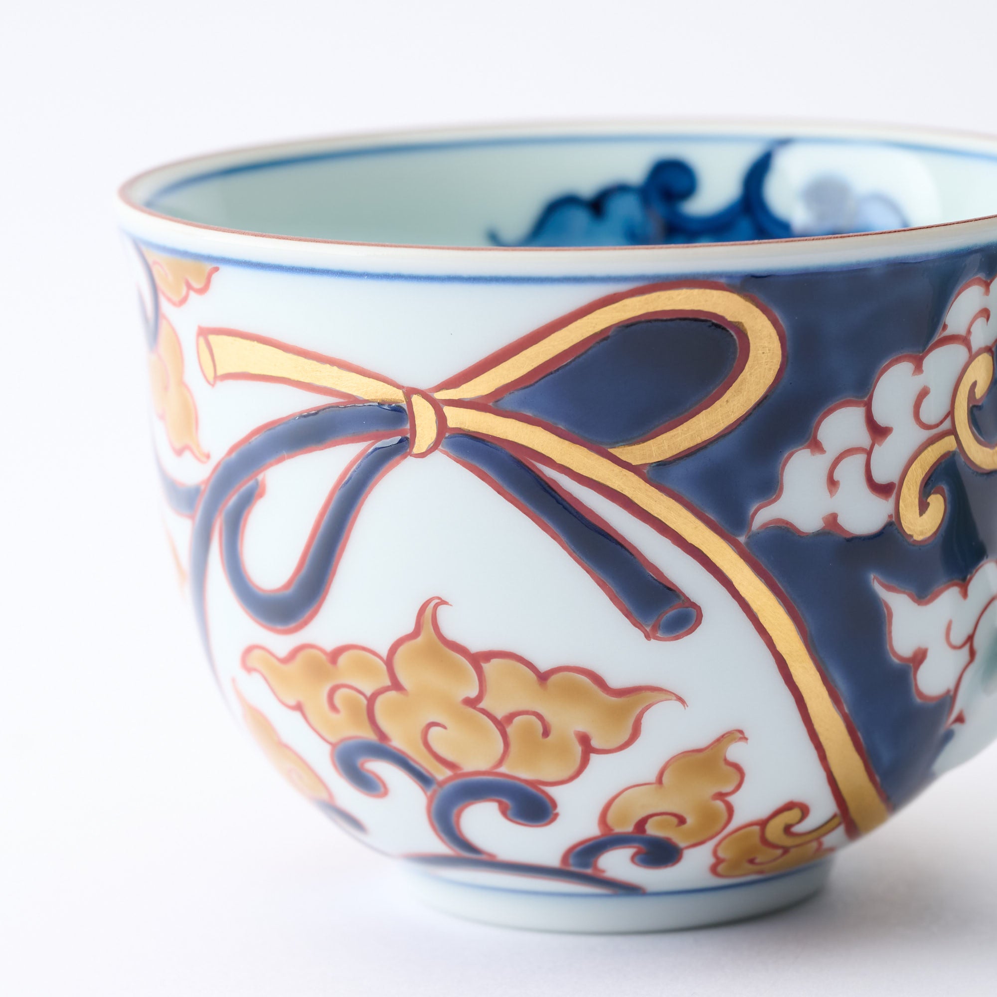 Deep Cobalt Knotted Arabesque Cup and Saucer