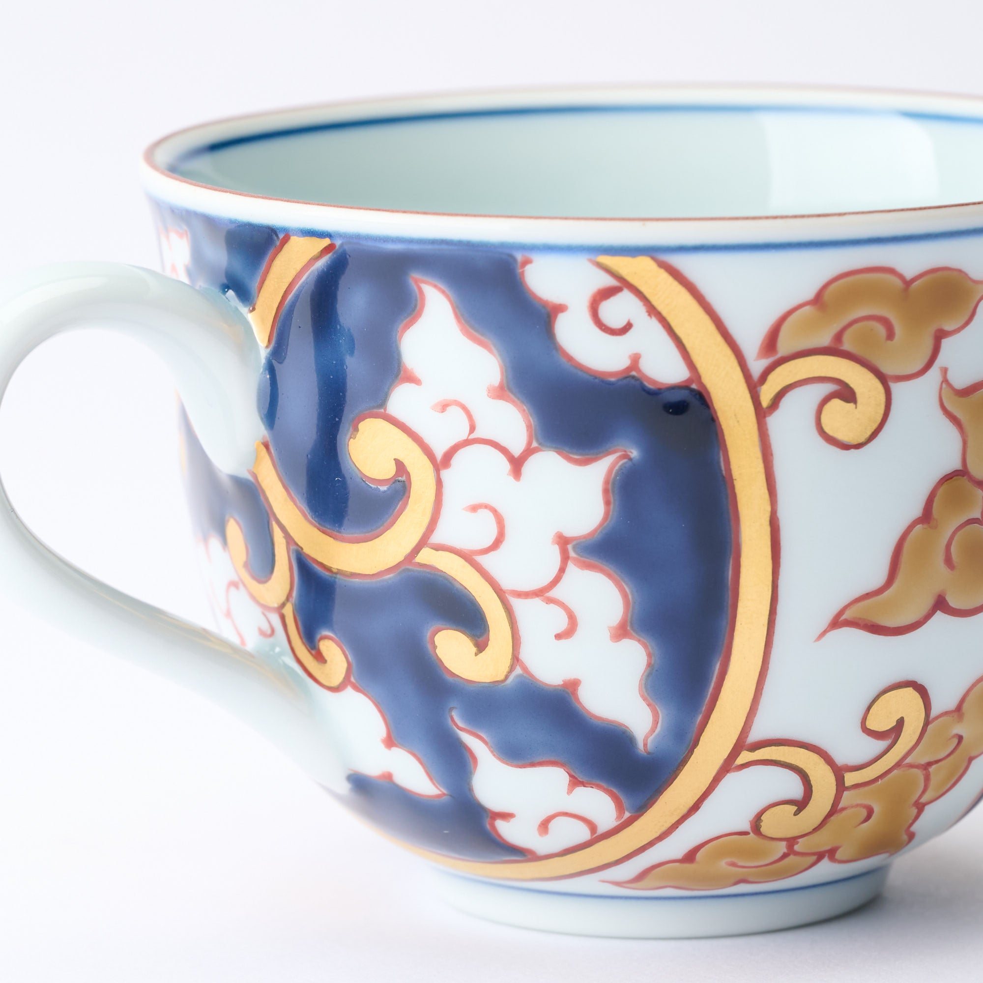 Deep Cobalt Knotted Arabesque Cup and Saucer