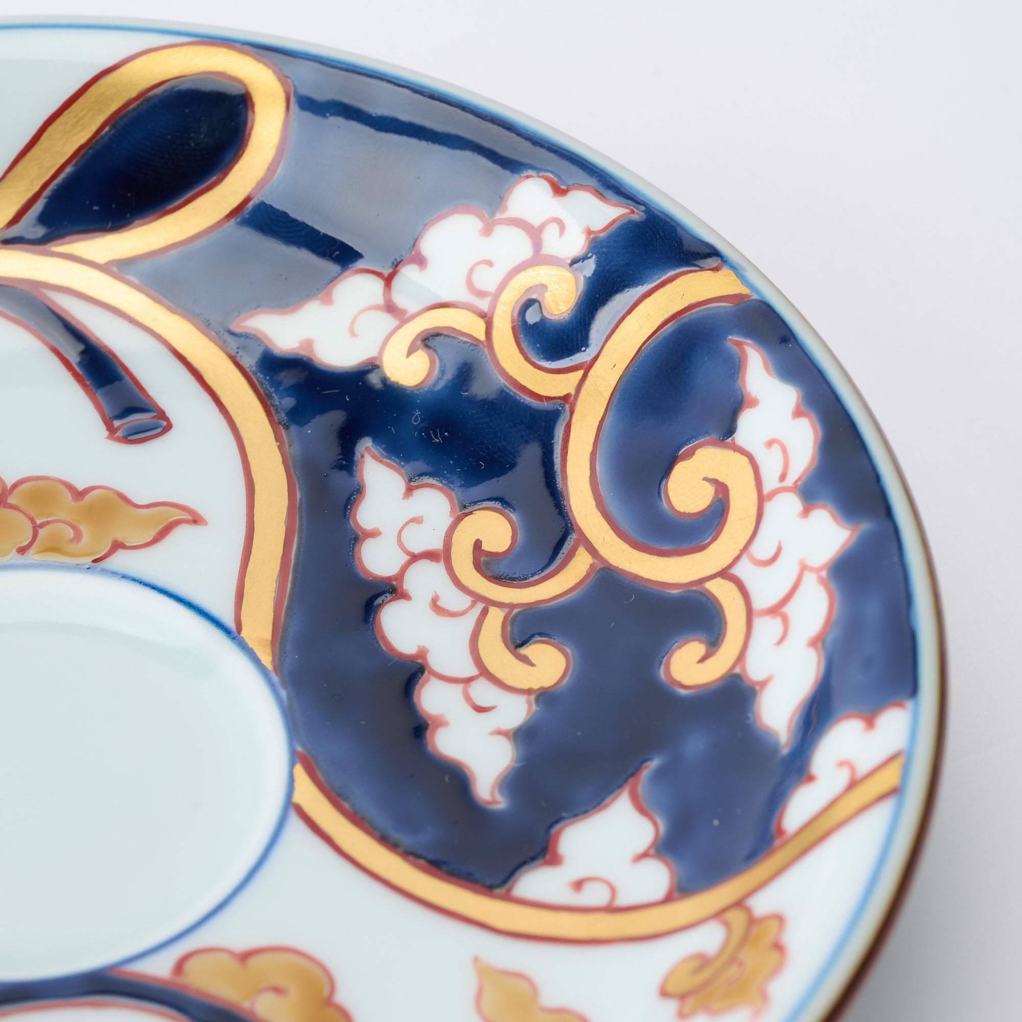 Deep Cobalt Knotted Arabesque Cup and Saucer