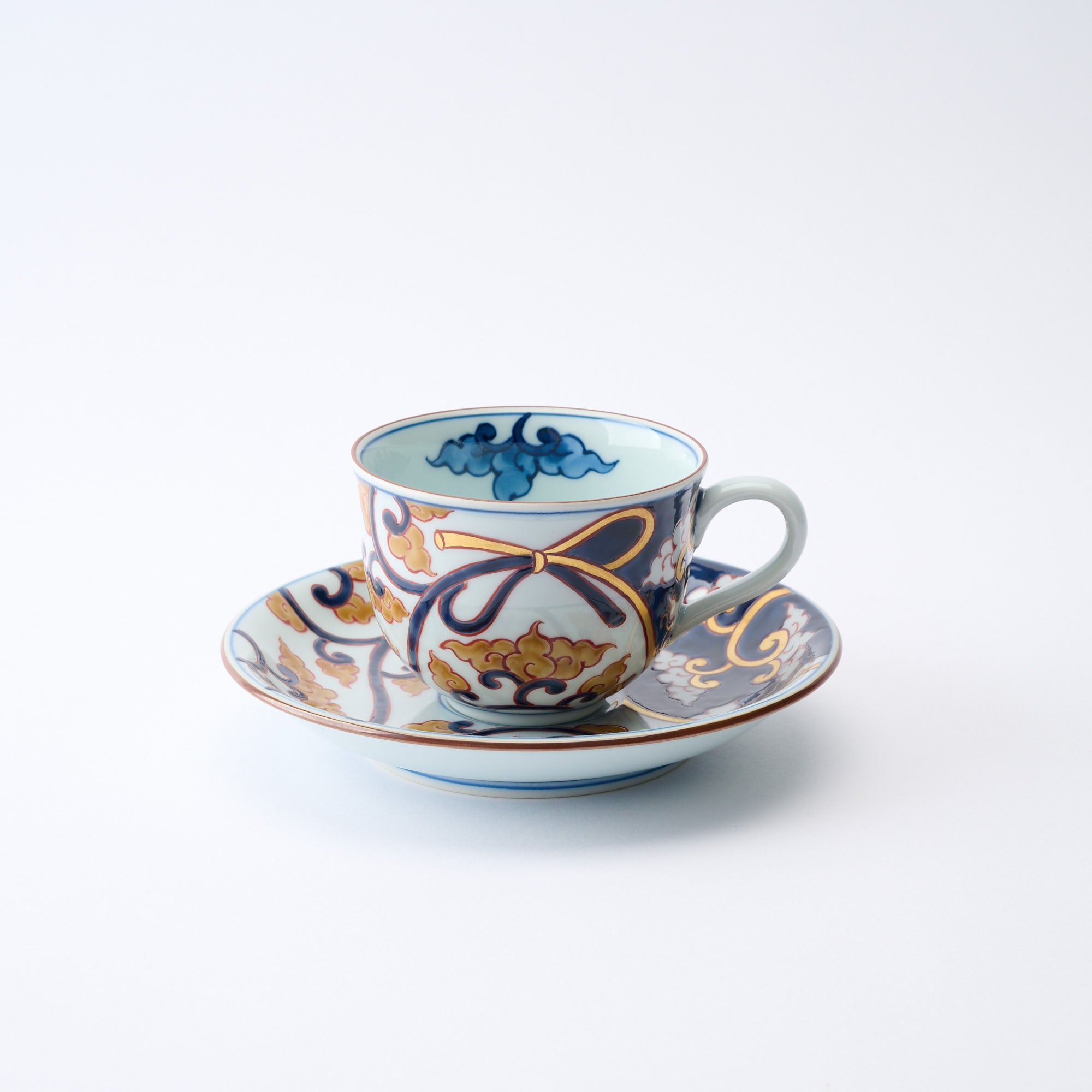 Deep Cobalt Knotted Arabesque Cup and Saucer