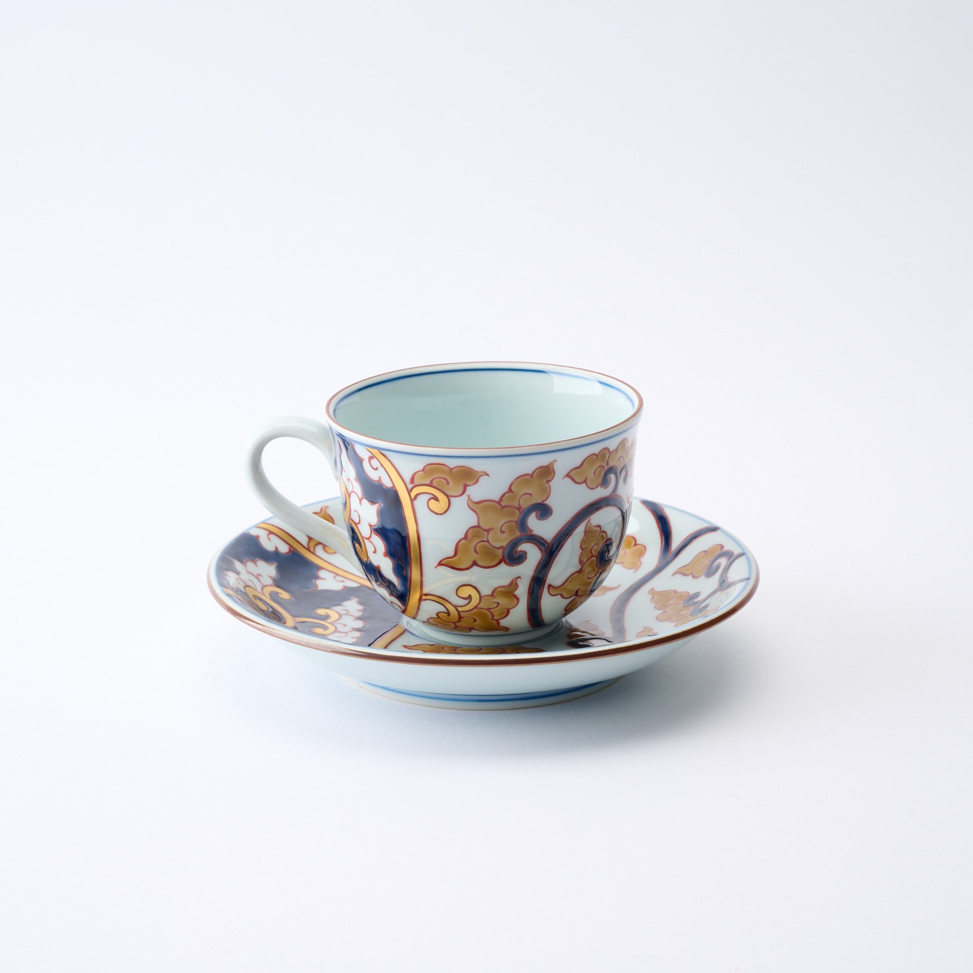 Deep Cobalt Knotted Arabesque Cup and Saucer