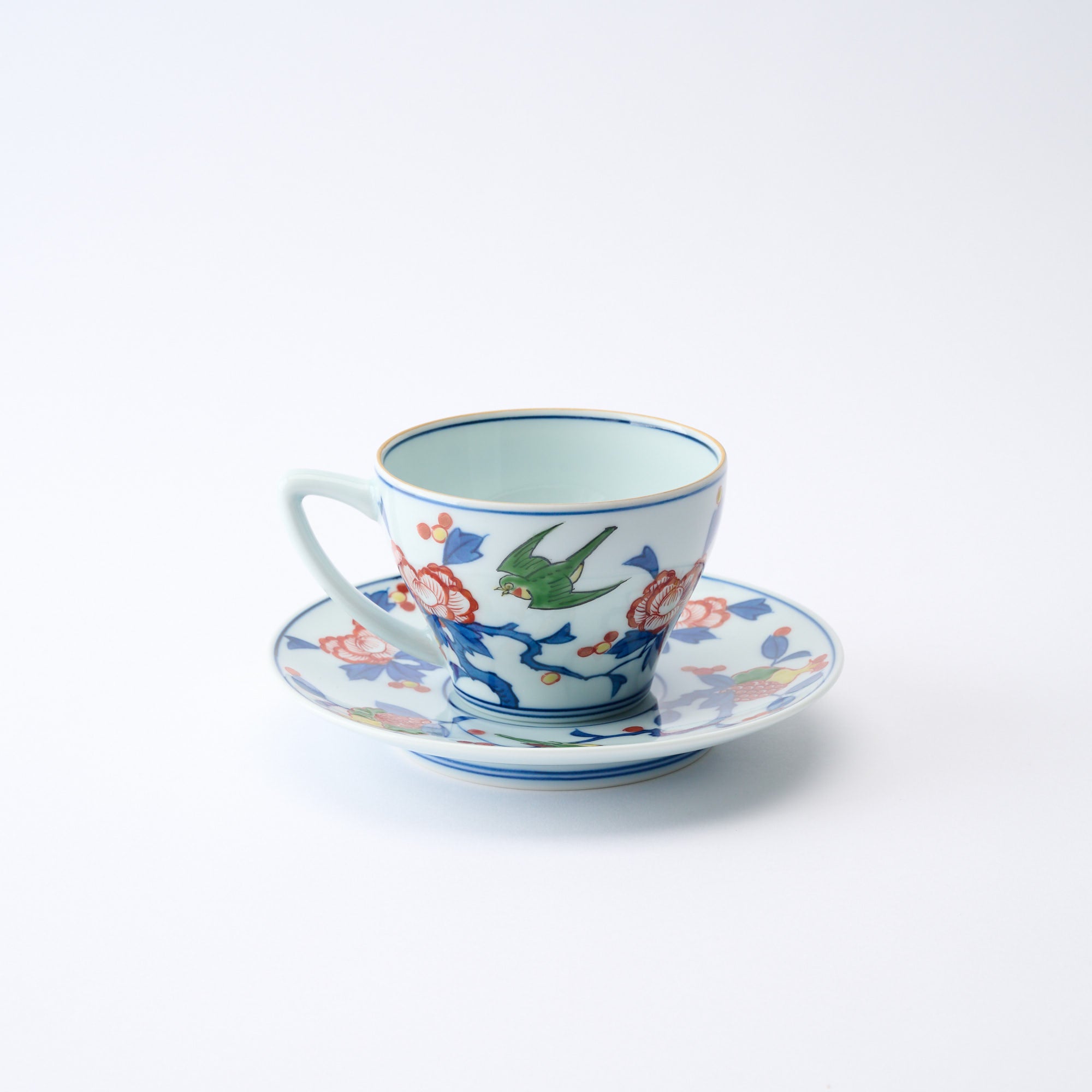 Somenishiki Pomegranate and Flower Cup and Saucer