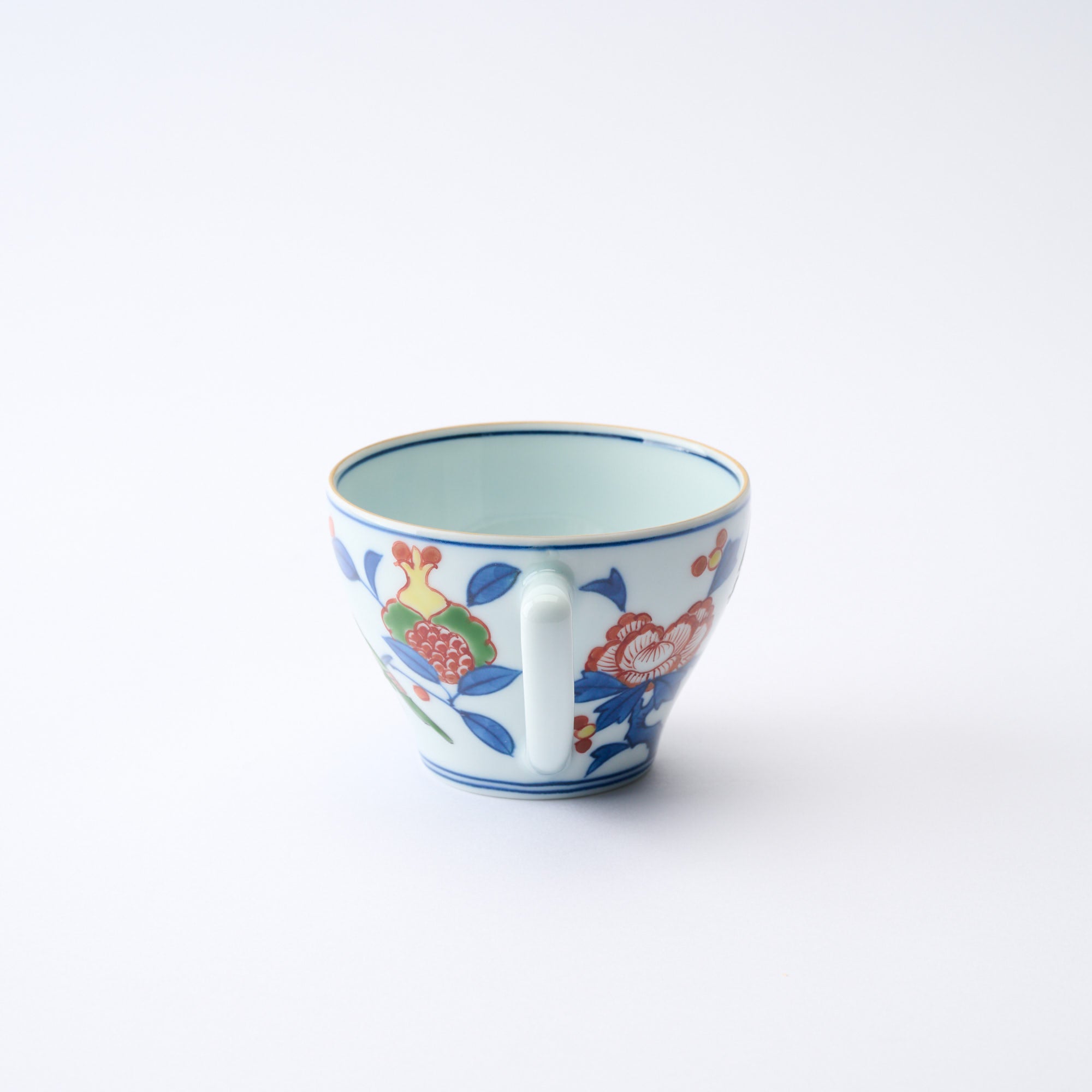 Somenishiki Pomegranate and Flower Cup and Saucer