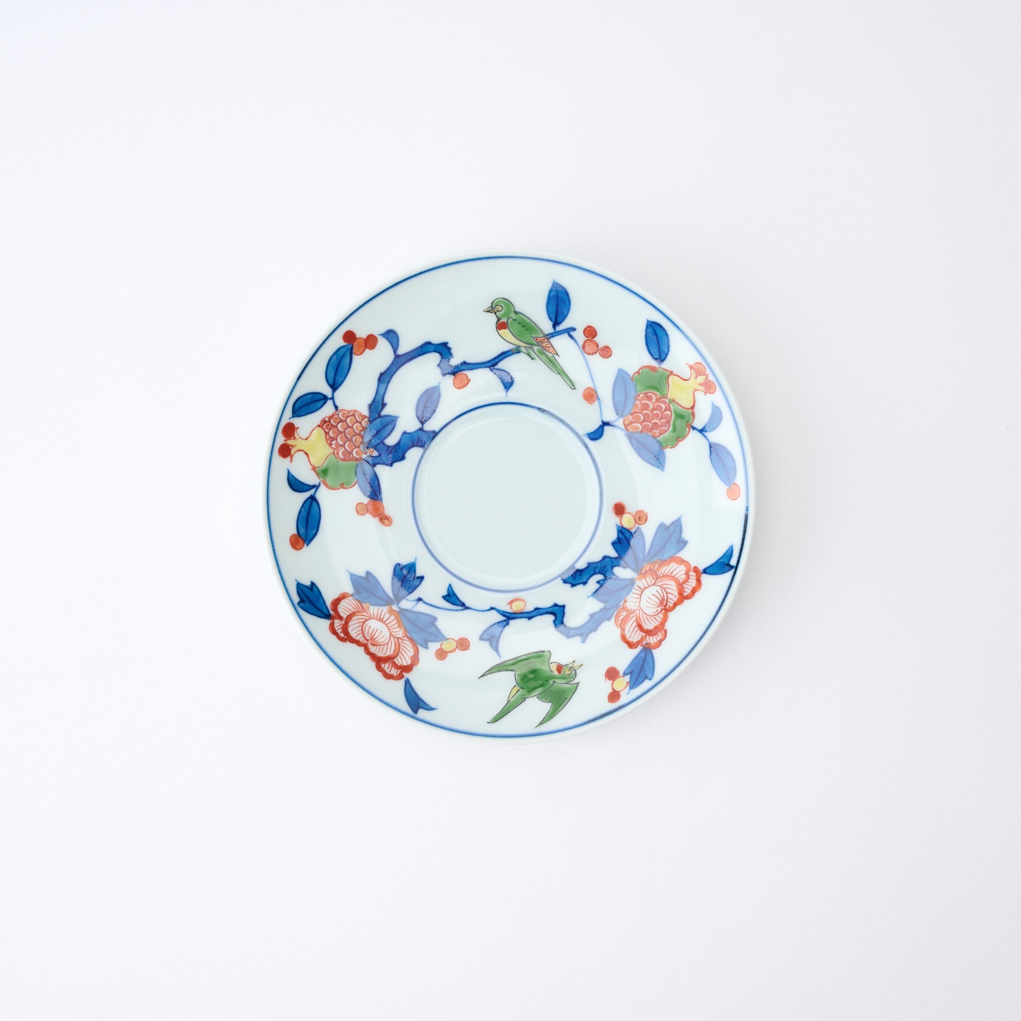 Somenishiki Pomegranate and Flower Cup and Saucer