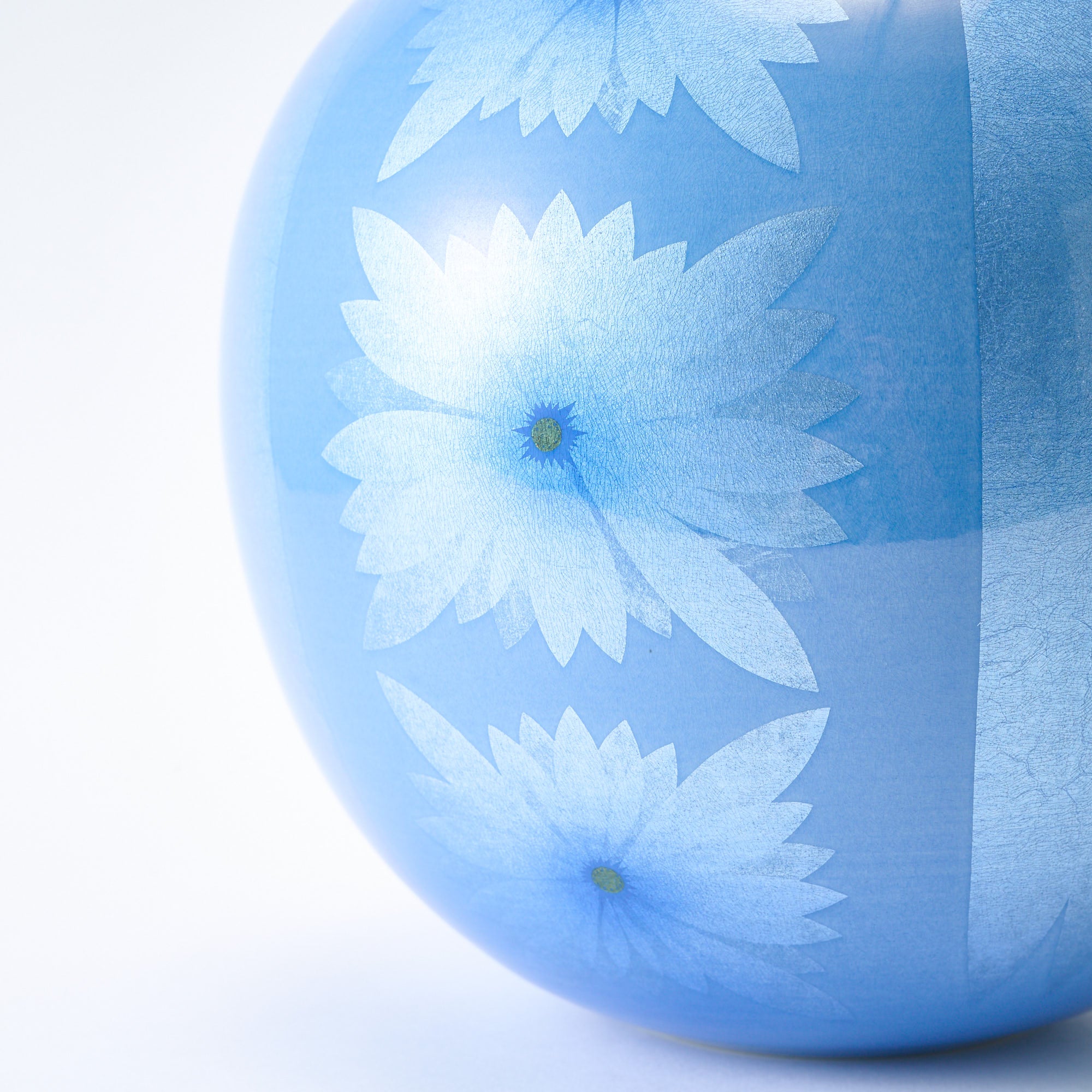 Yuri-Ginsai Pale Azure Flower Pattern Vase
