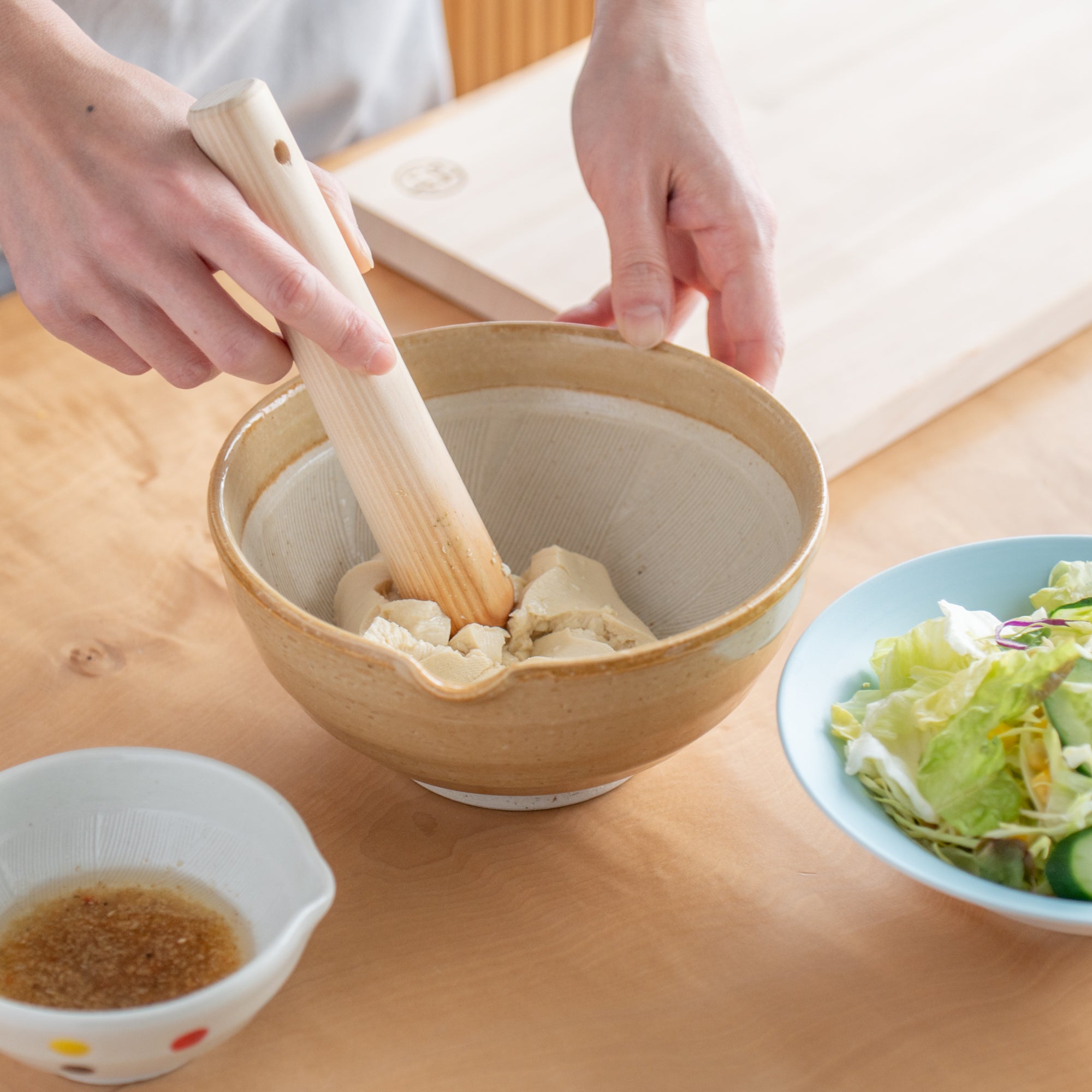 Light Brown Deep Mortar with Spout 7.1 In