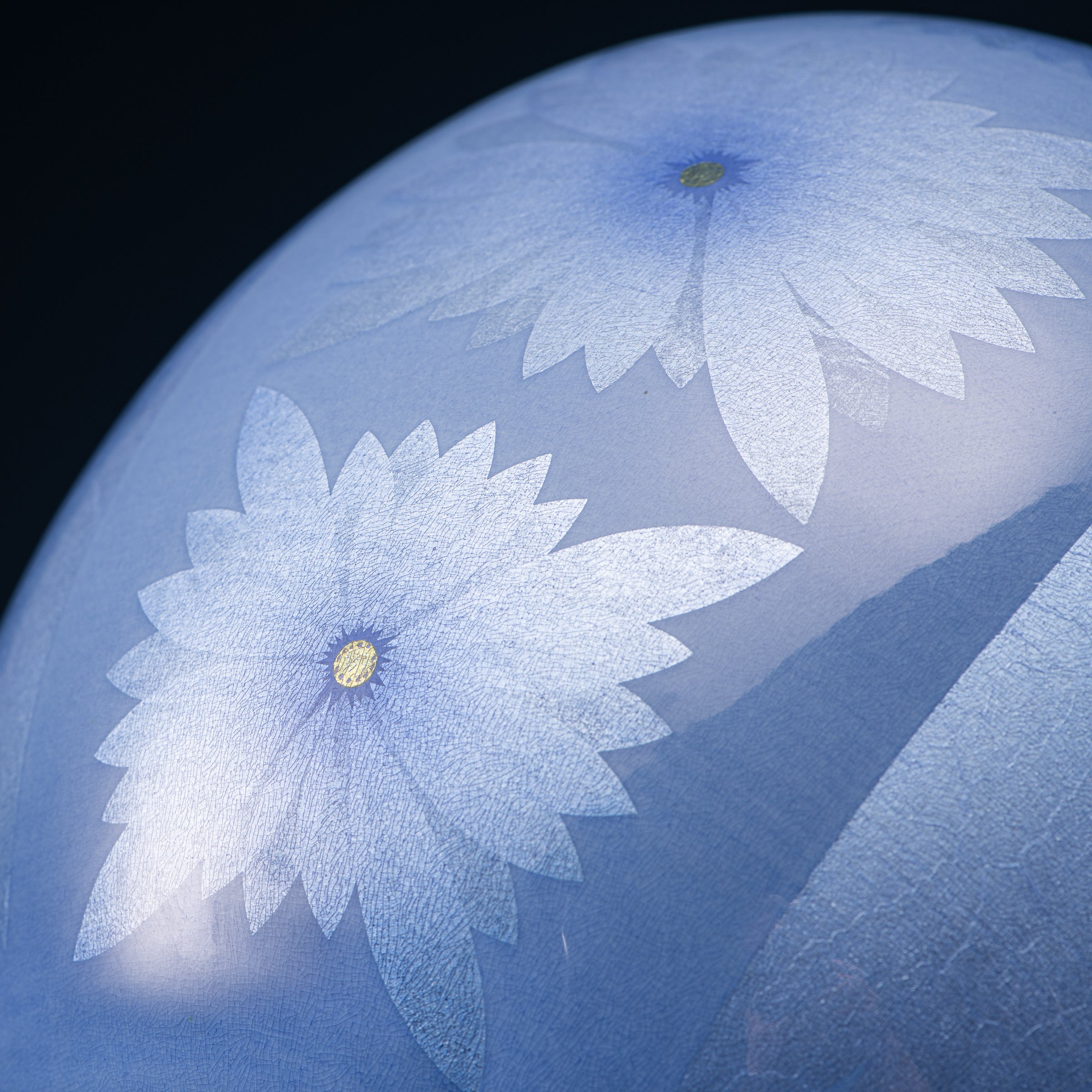 Yuri-Ginsai Pale Azure Flower Pattern Vase