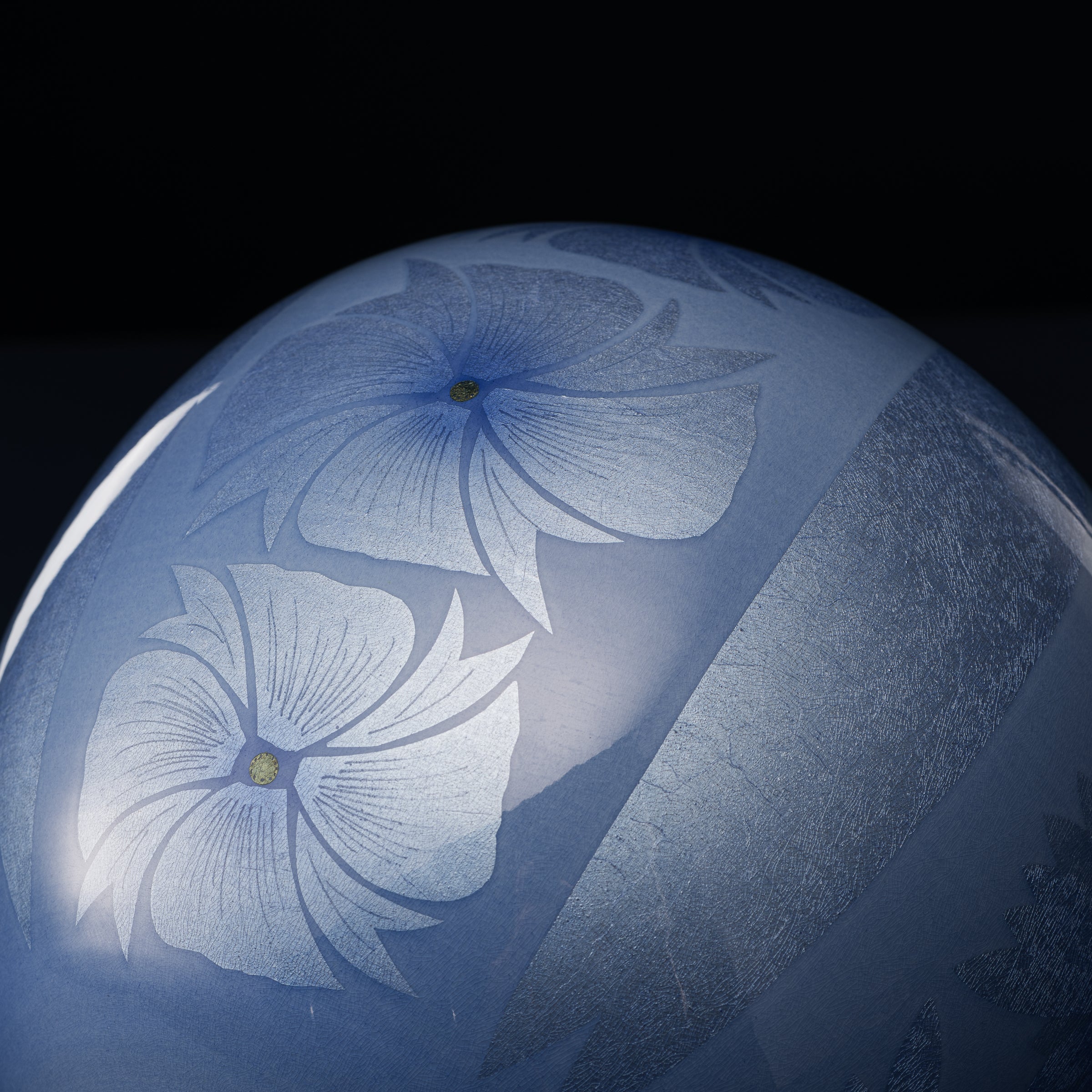 Yuri-Ginsai Pale Azure Flower Pattern Vase