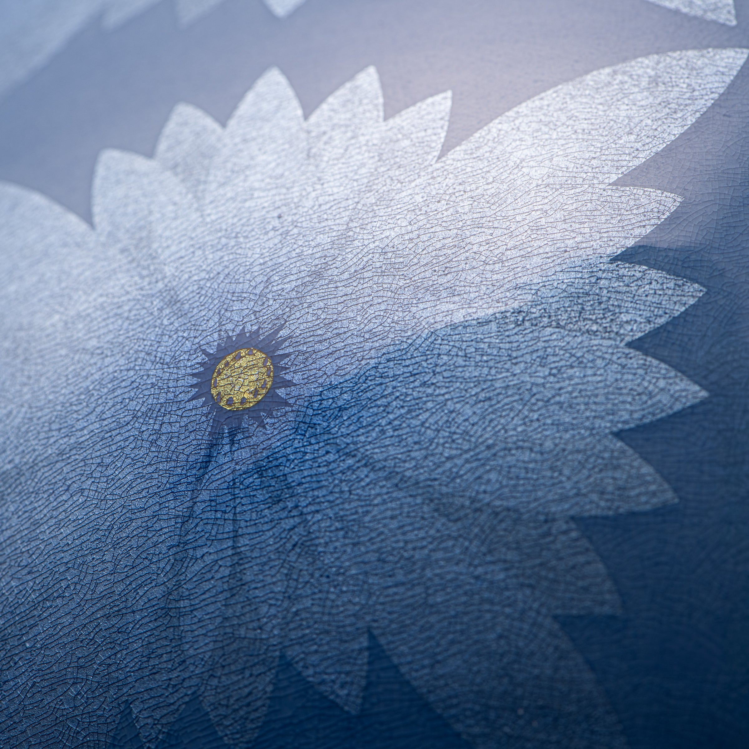 Yuri-Ginsai Pale Azure Flower Pattern Vase