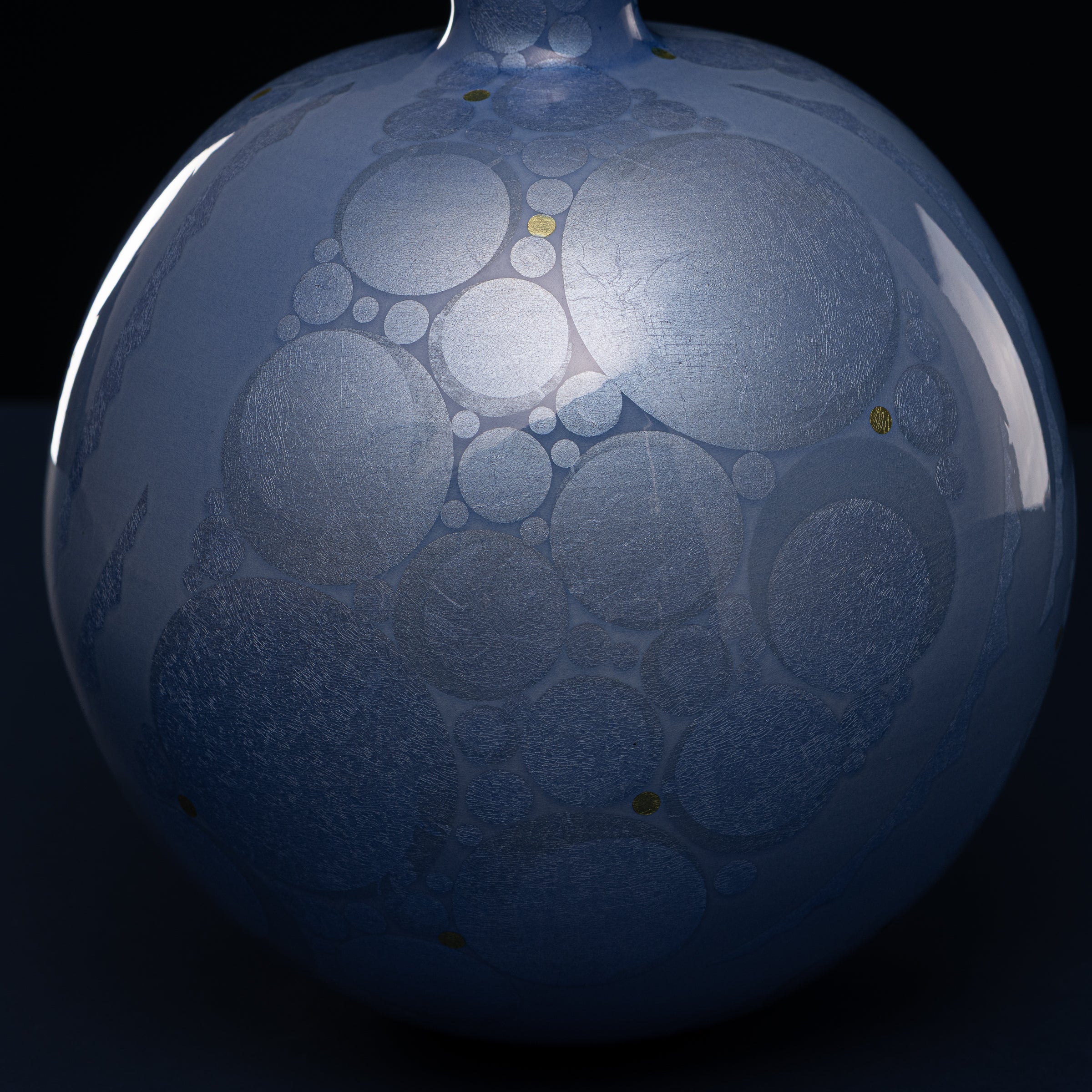 Yuri-Ginsai Pale Azure Circular Pattern Vase