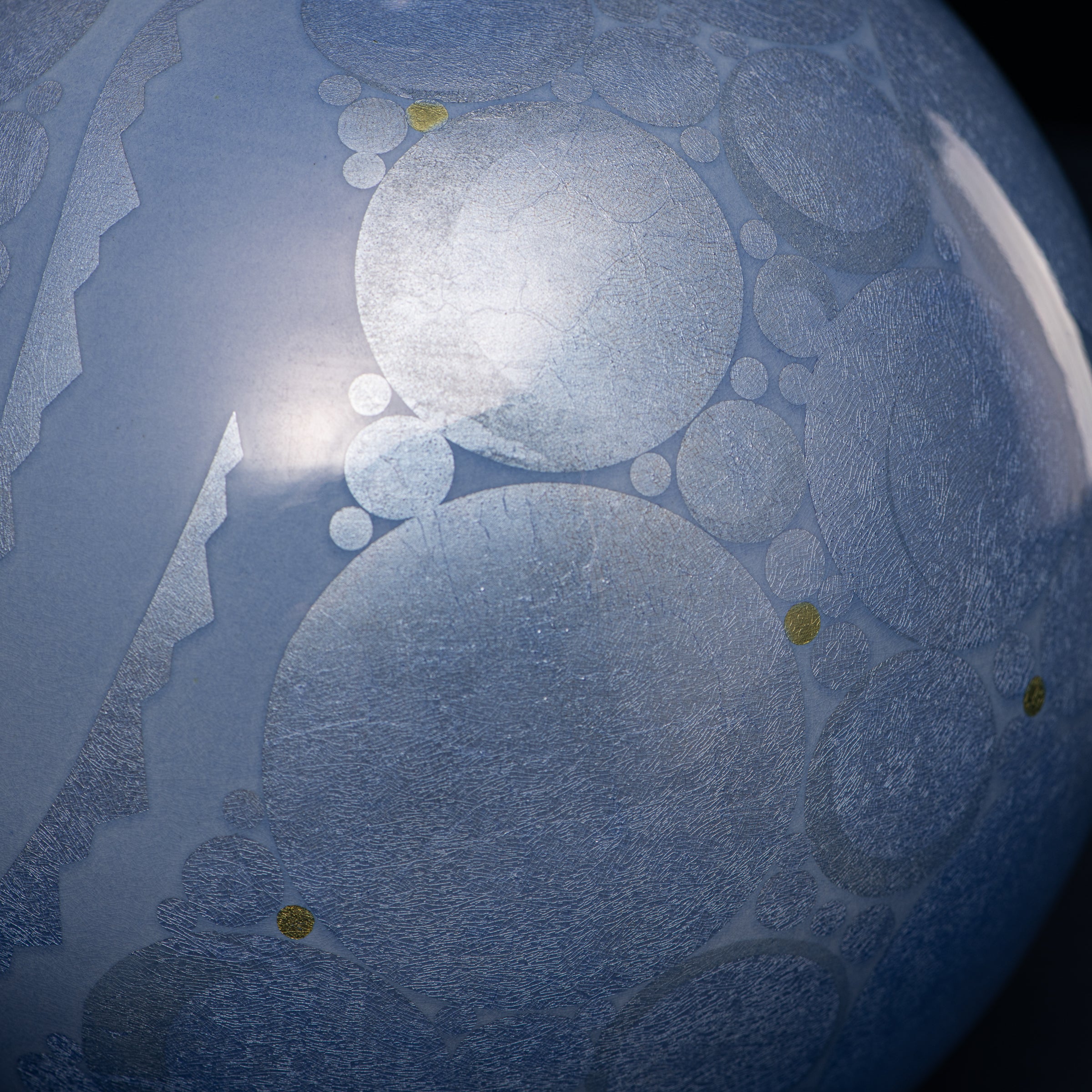 Yuri-Ginsai Pale Azure Circular Pattern Vase