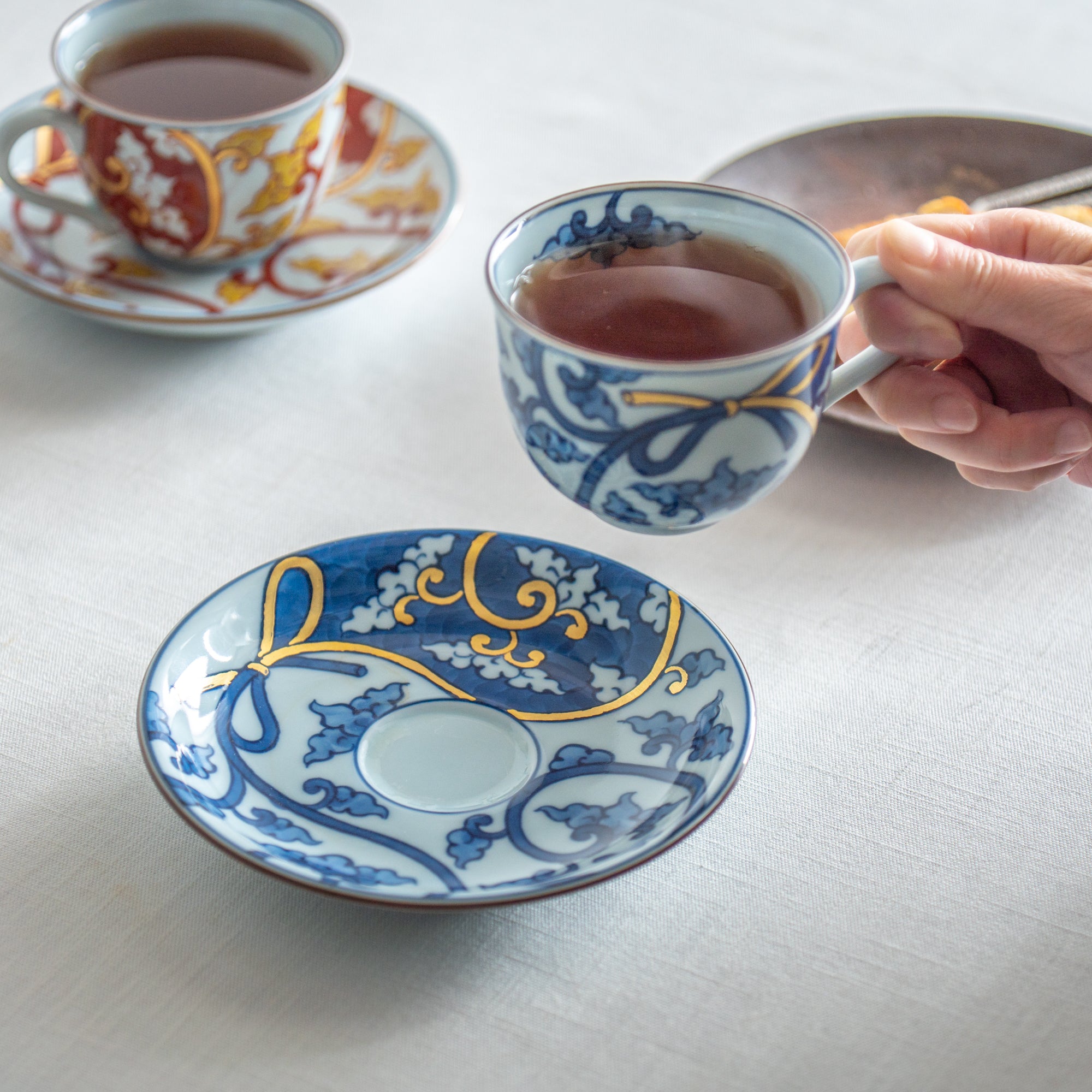 Blue Knotted Arabesque Cup and Saucer