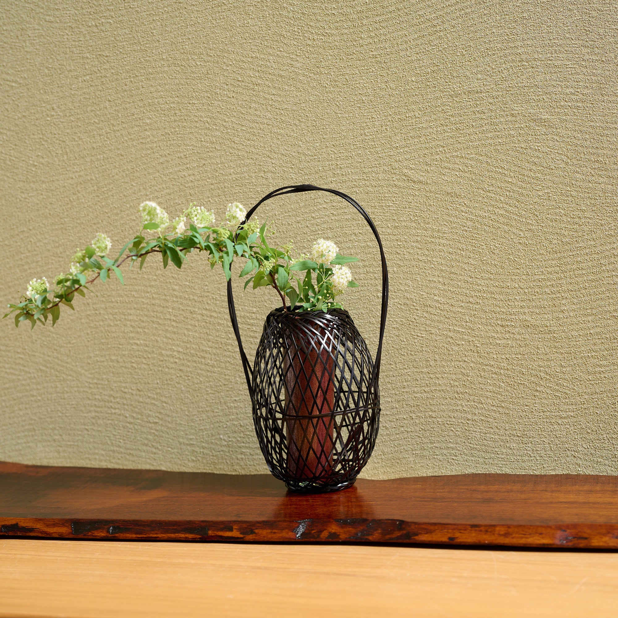 Oval Basketry Japanese Flower Vase