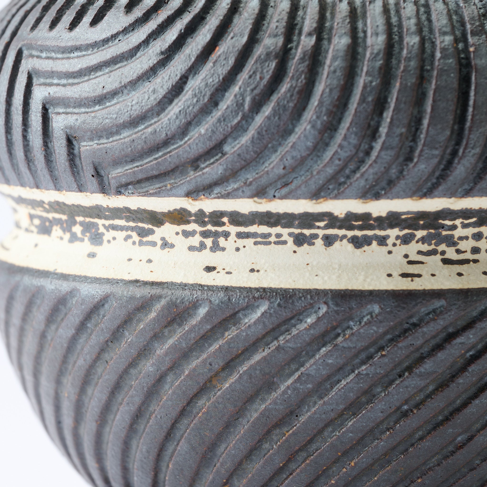 Äquator Weiß Einlegearbeit Schwarz Pflanztopf 5,9 Zoll