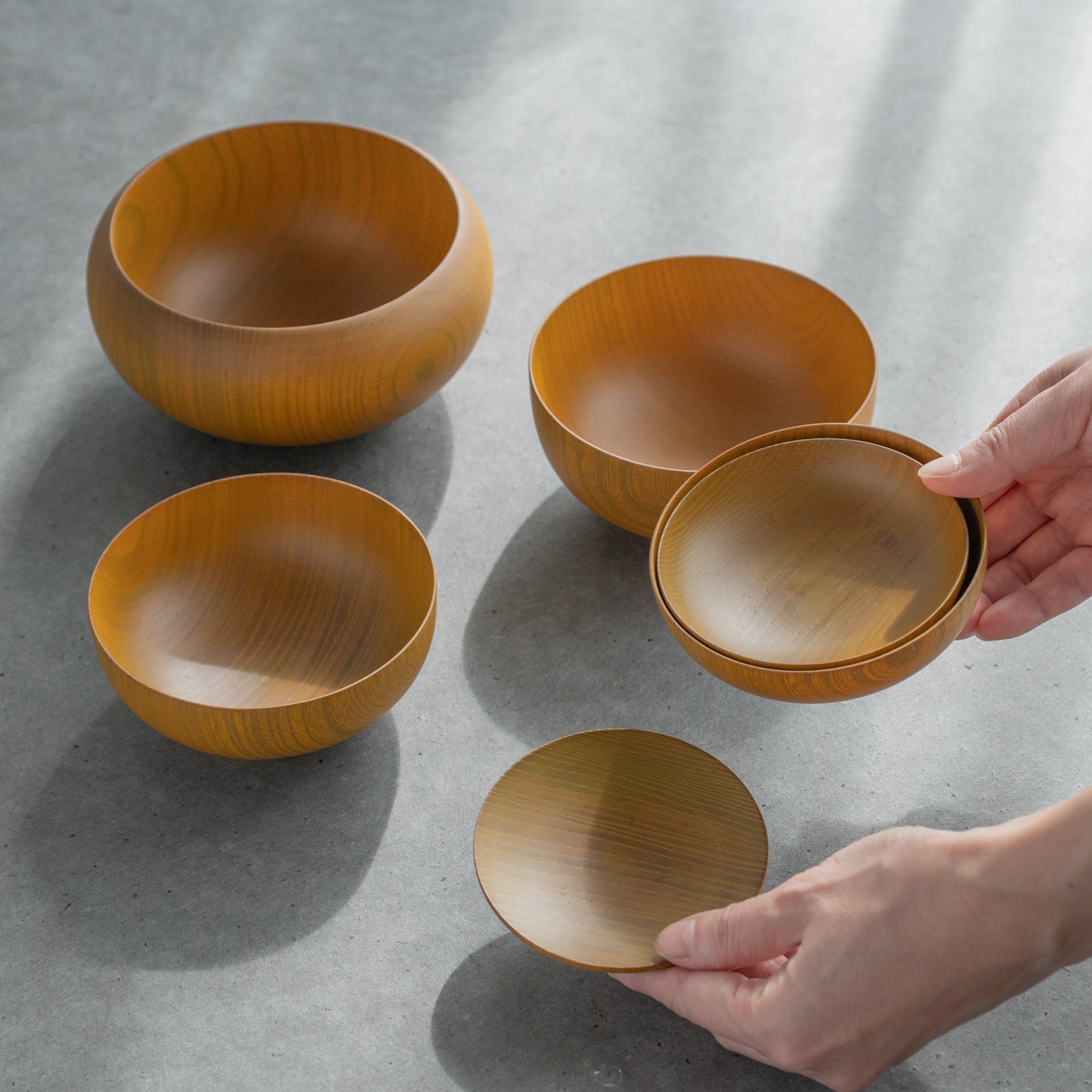 Yellow Matte Wipe-Lacquer Finish Oryoki Bowl Set