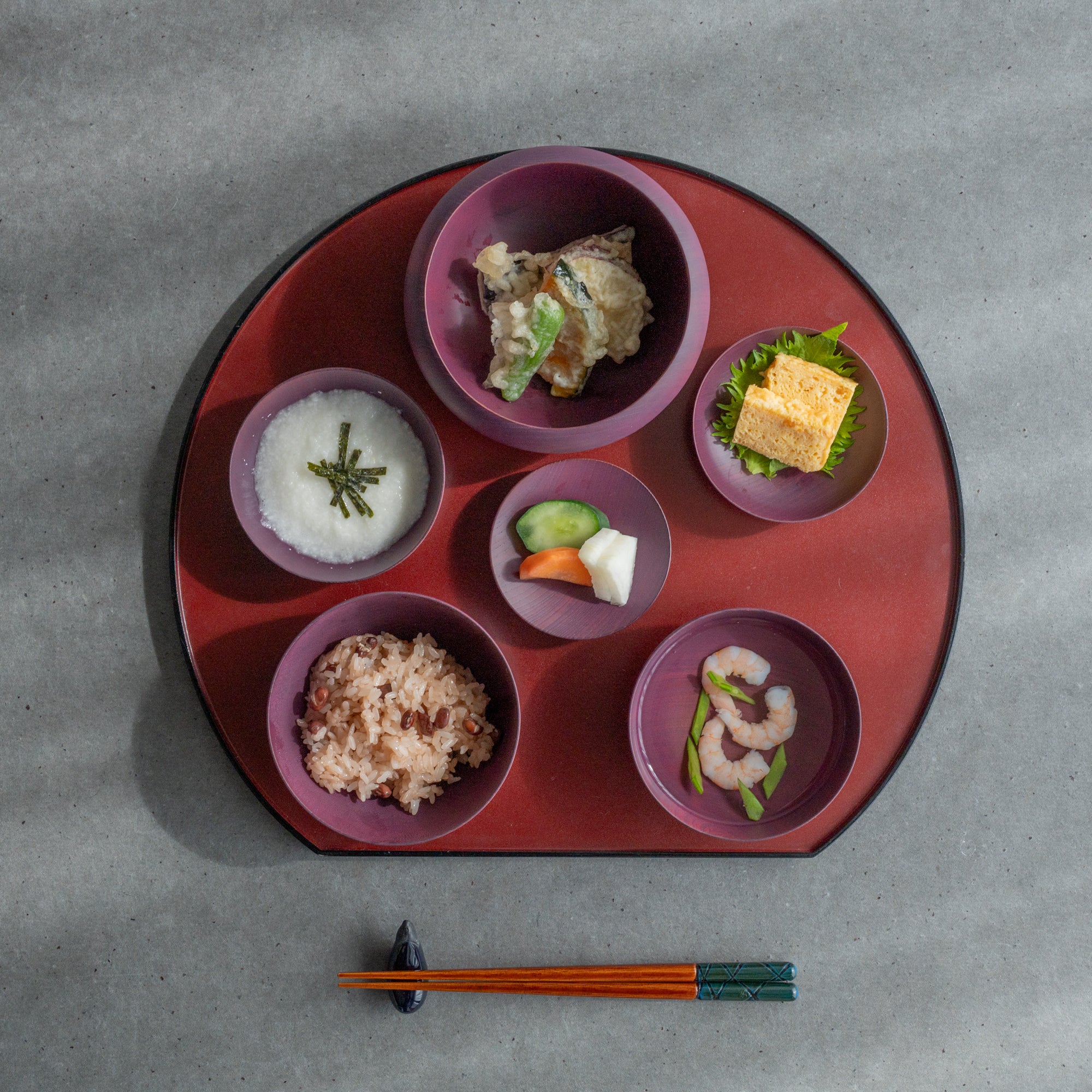 Purple Matte Wipe-lacquer Finish Oryoki Bowl Set