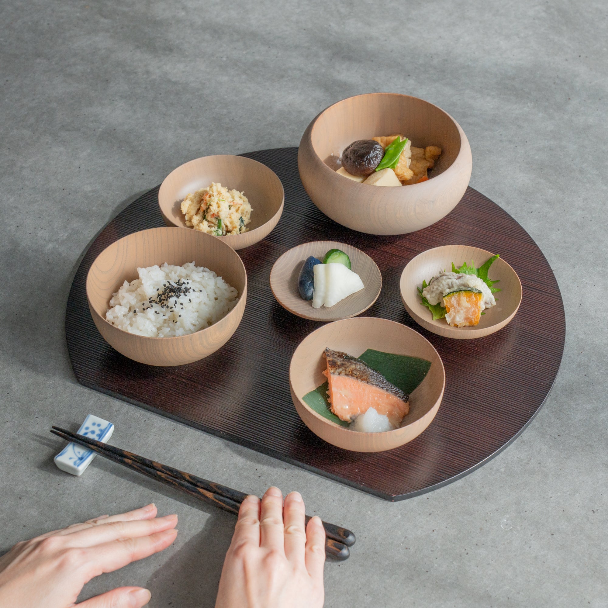 White Matte Wipe-Lacquer Finish Oryoki Bowl Set