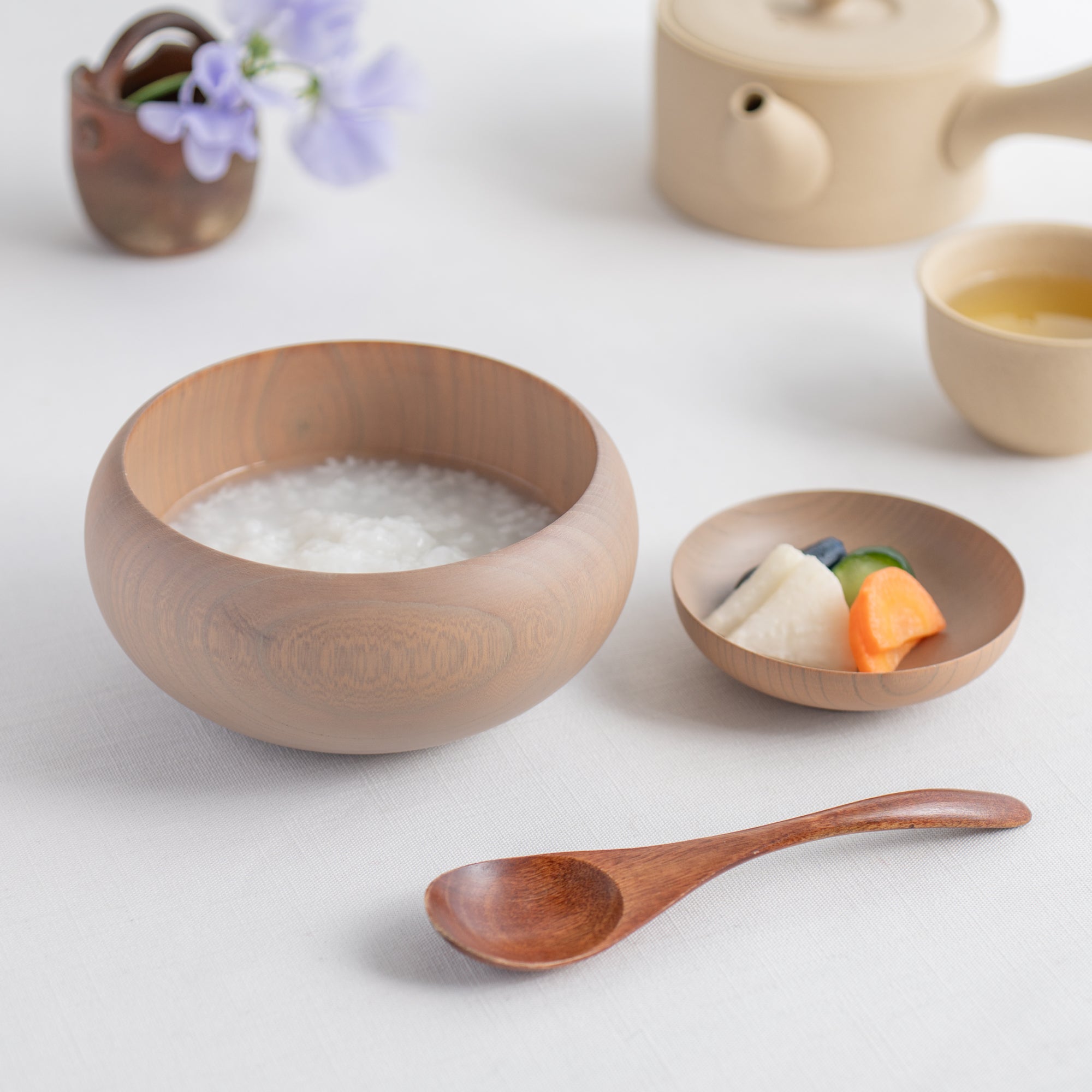 White Matte Wipe-Lacquer Finish Oryoki Bowl Set