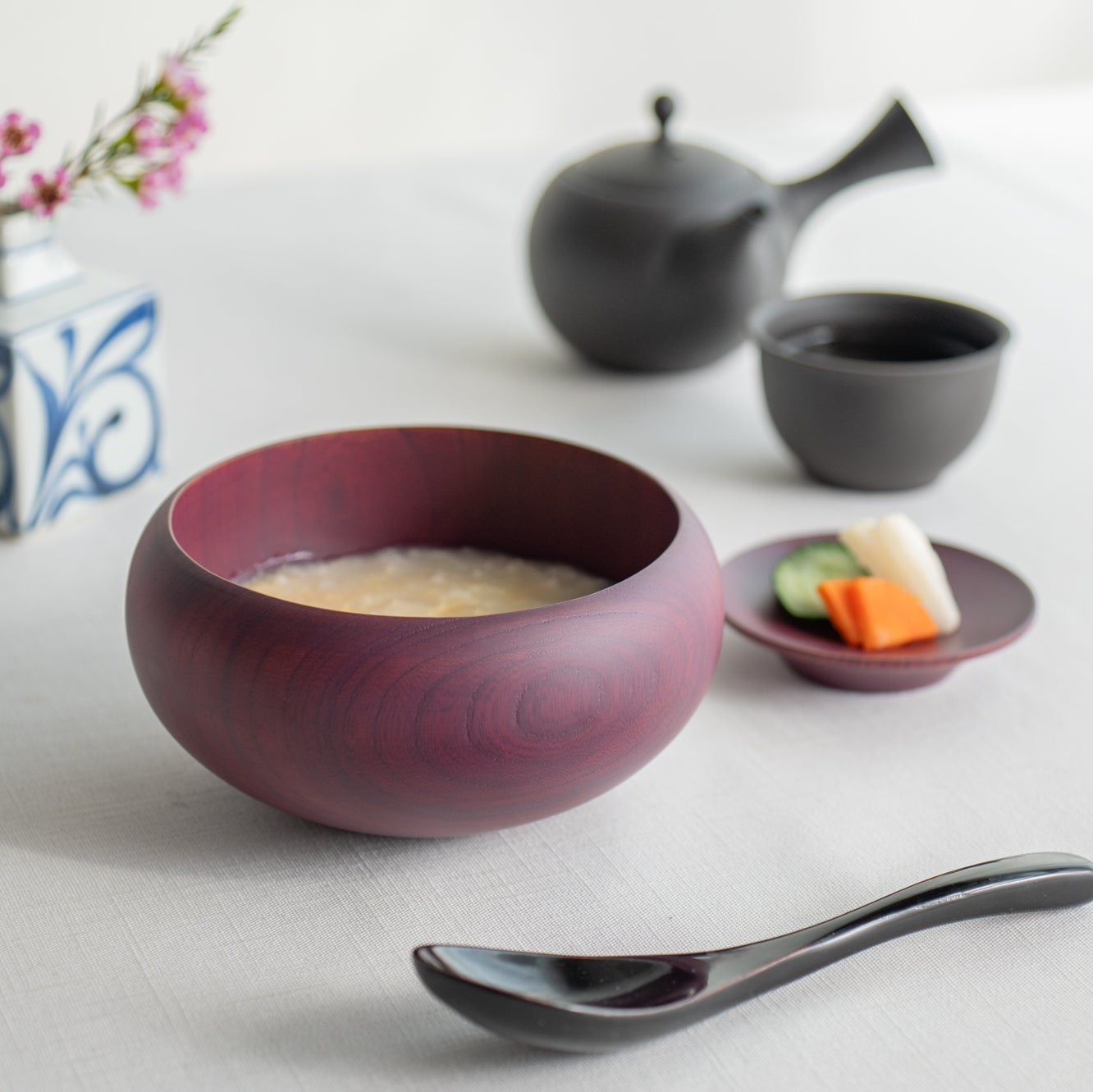 Purple Matte Wipe-lacquer Finish Oryoki Bowl Set