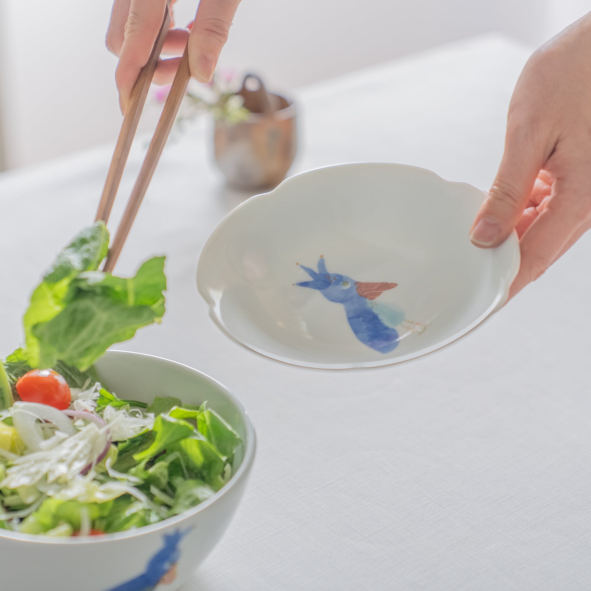 Shoebill Flower Shaped Medium Bowl