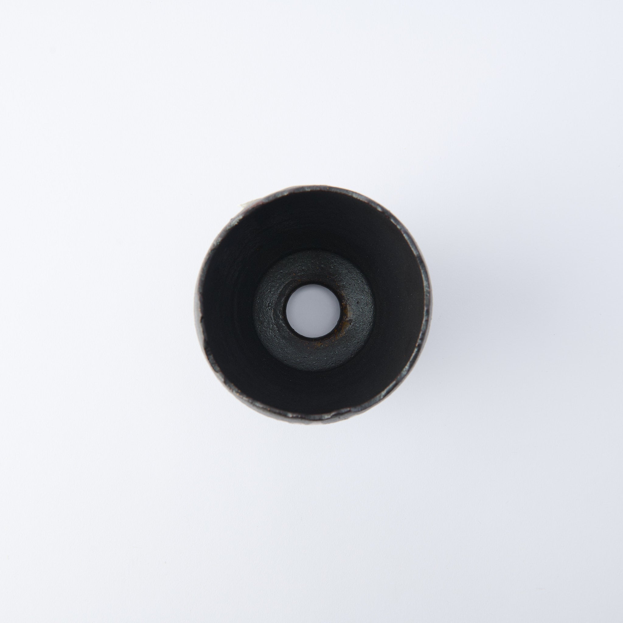 Chalaza Cracked Rim Brown Inlay on Black Plant Pot 3.7 In