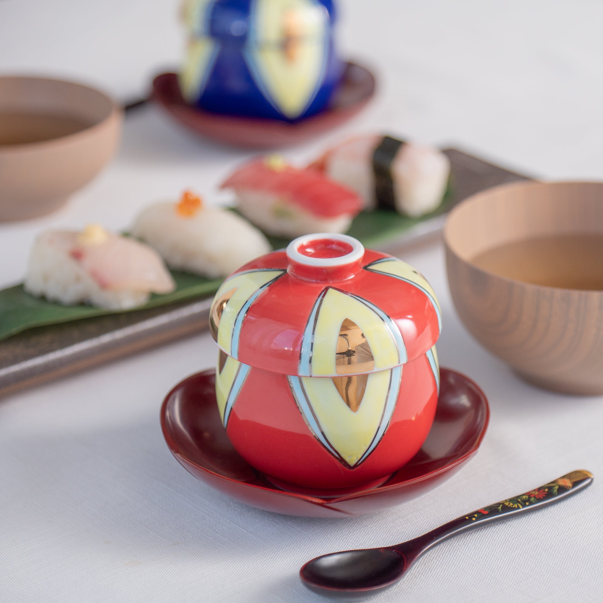 Gold Triangle Design Chawanmushi Bowl