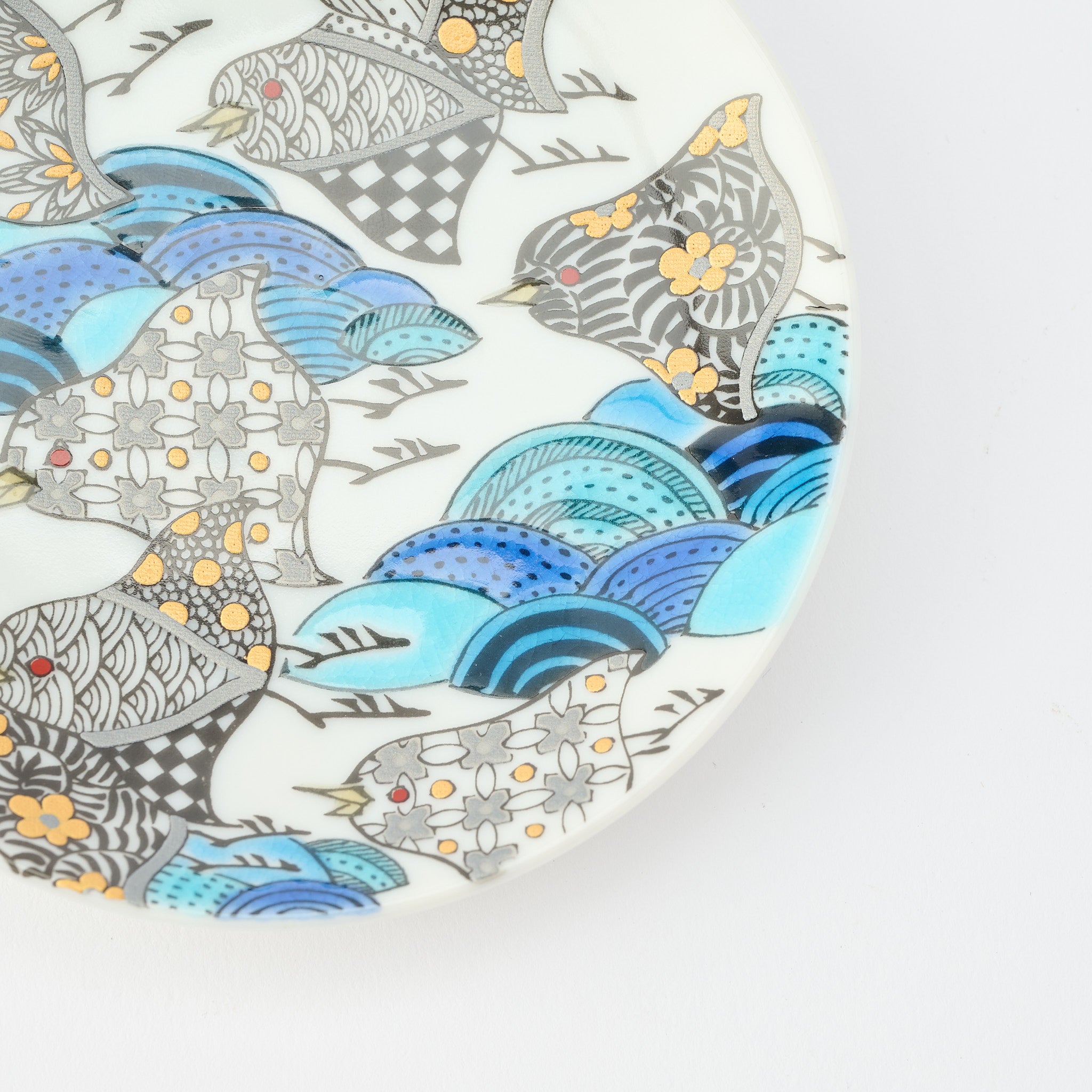 Kutani Art Auspicious Motifs Sauce Plate