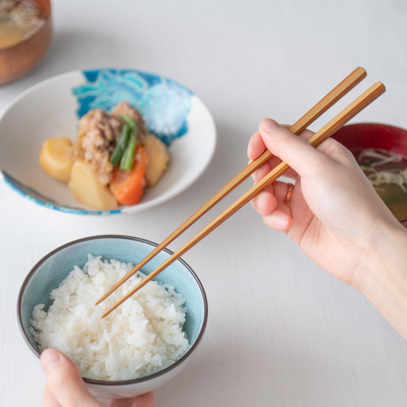 Octagonal Shiratake Bamboo Chopsticks Pair Set