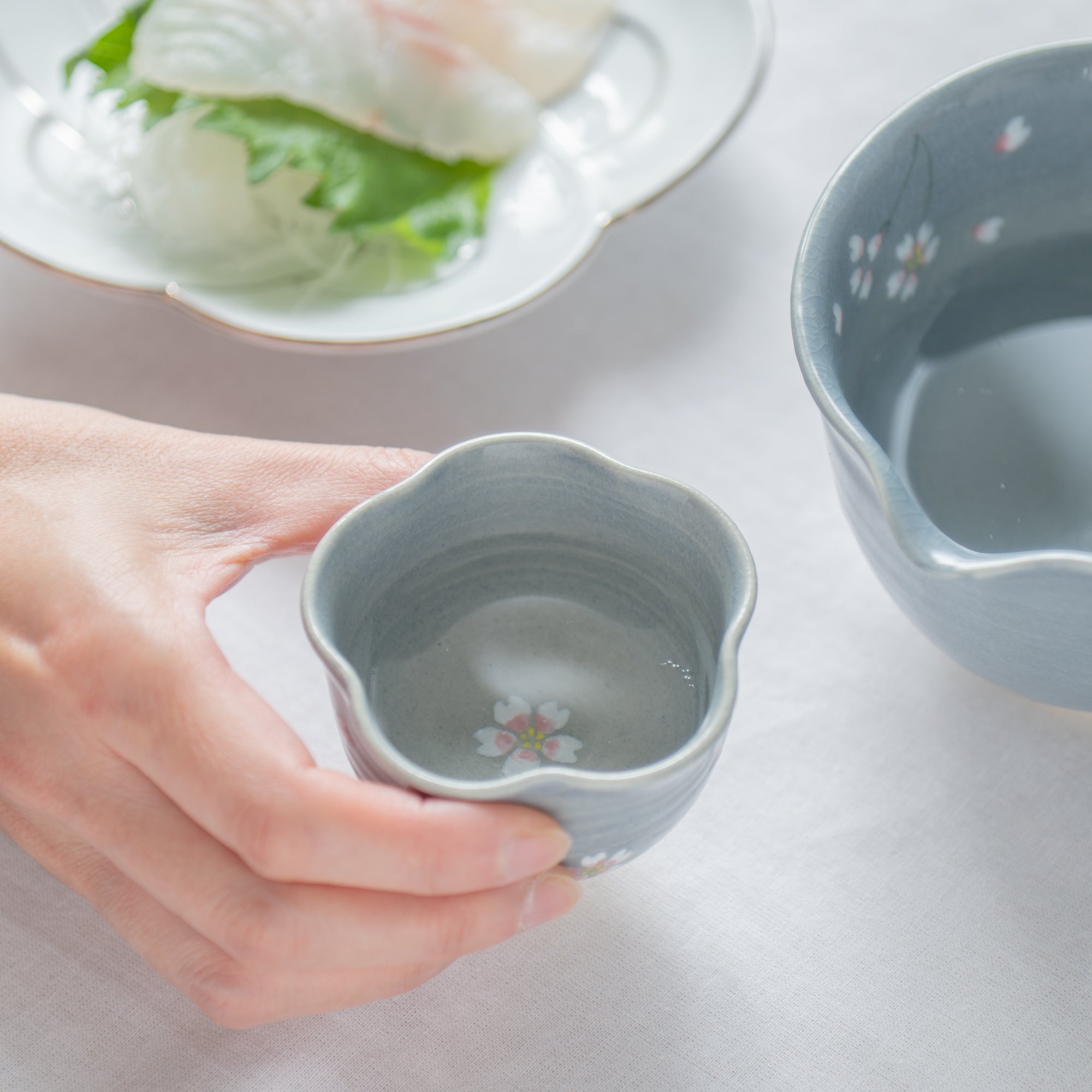 Floating Sakura Japanese Teacup