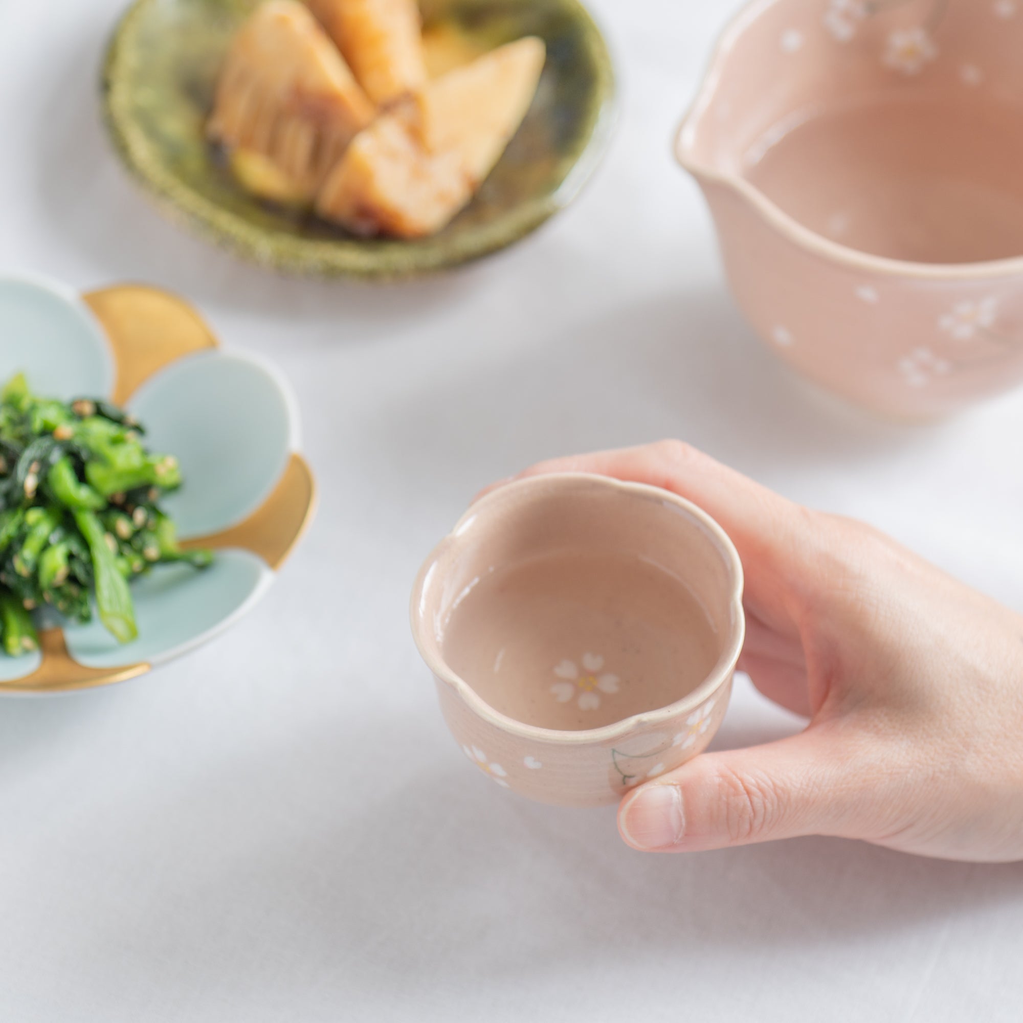 Floating Sakura Japanese Teacup