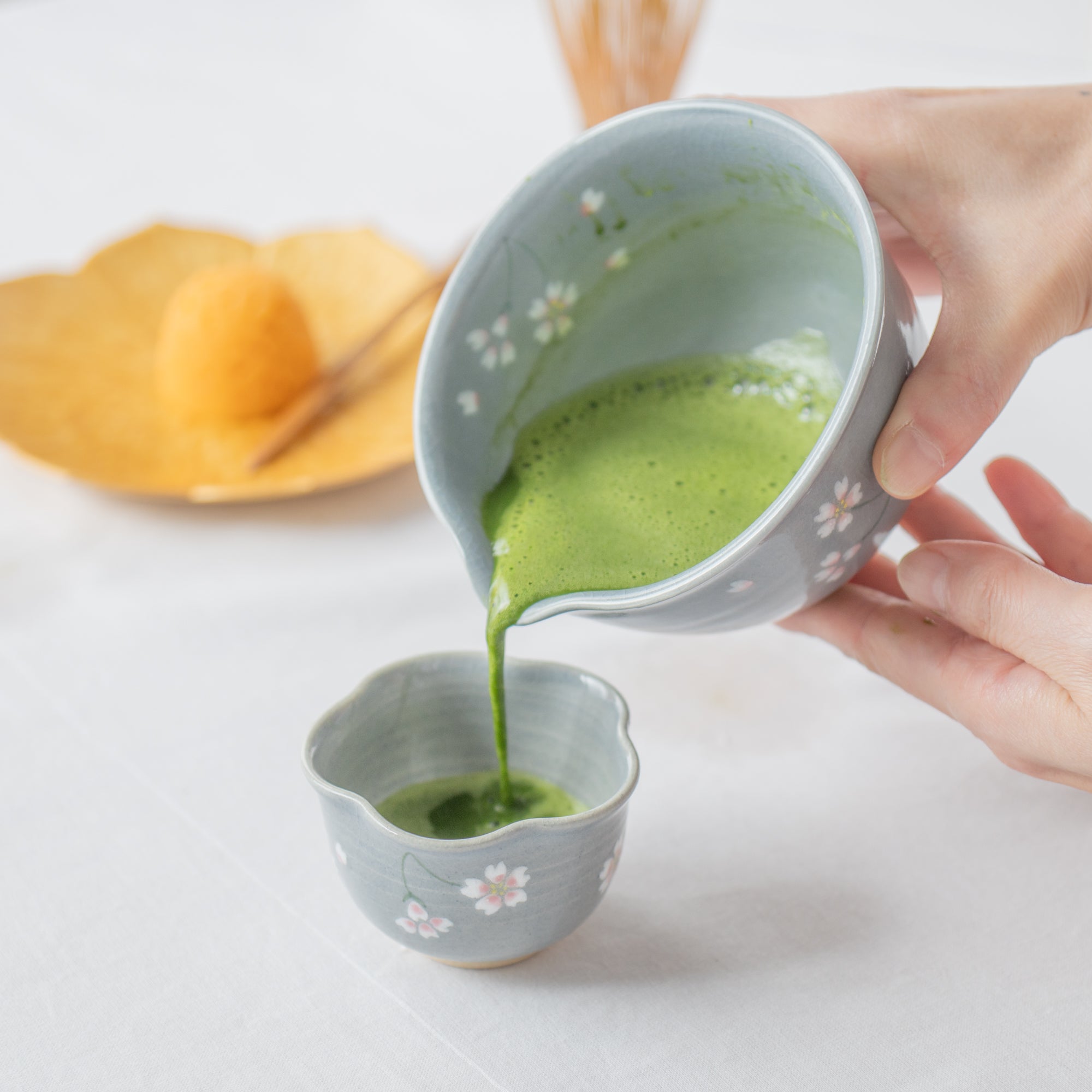 Floating Sakura Japanese Teacup