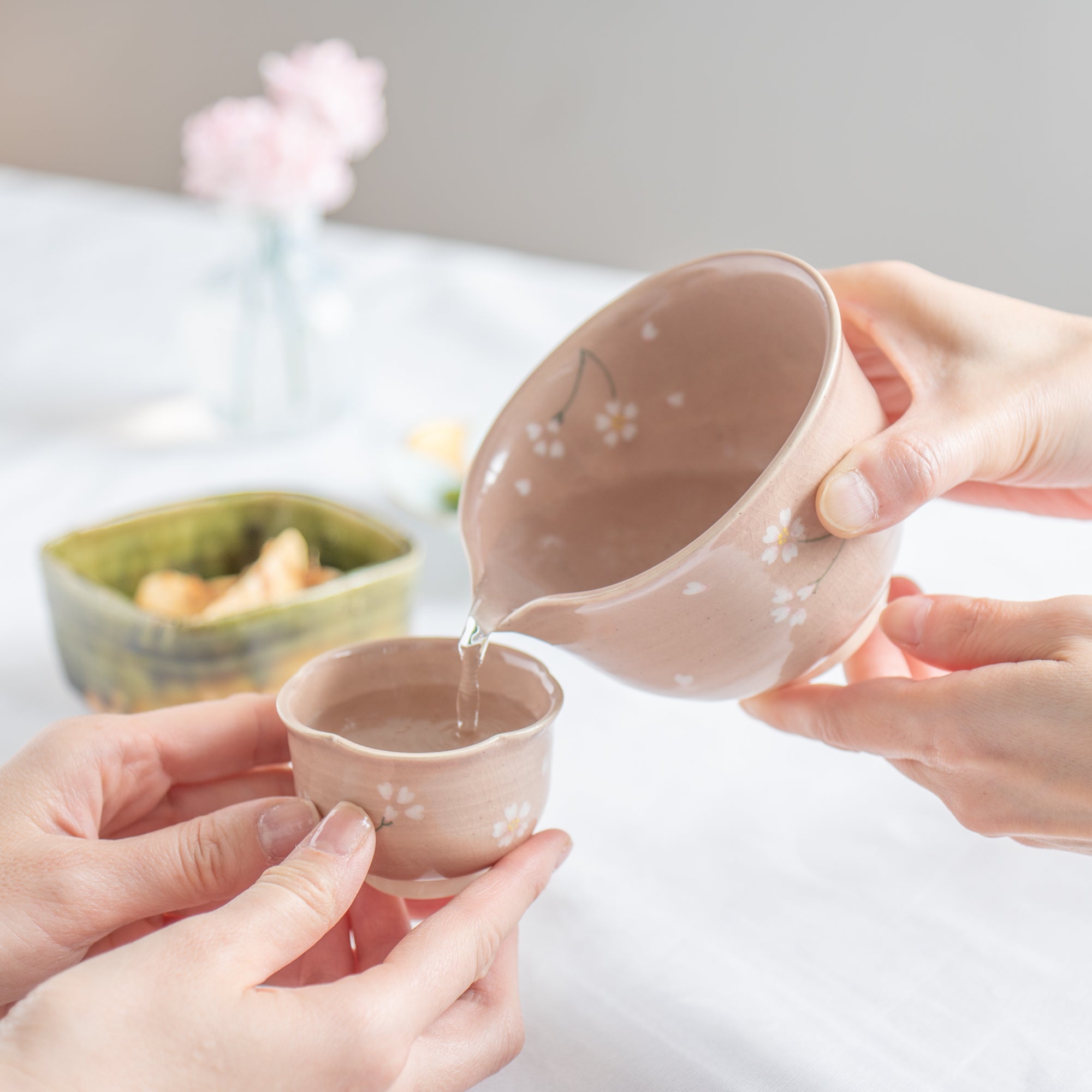 Floating Sakura Japanese Teacup