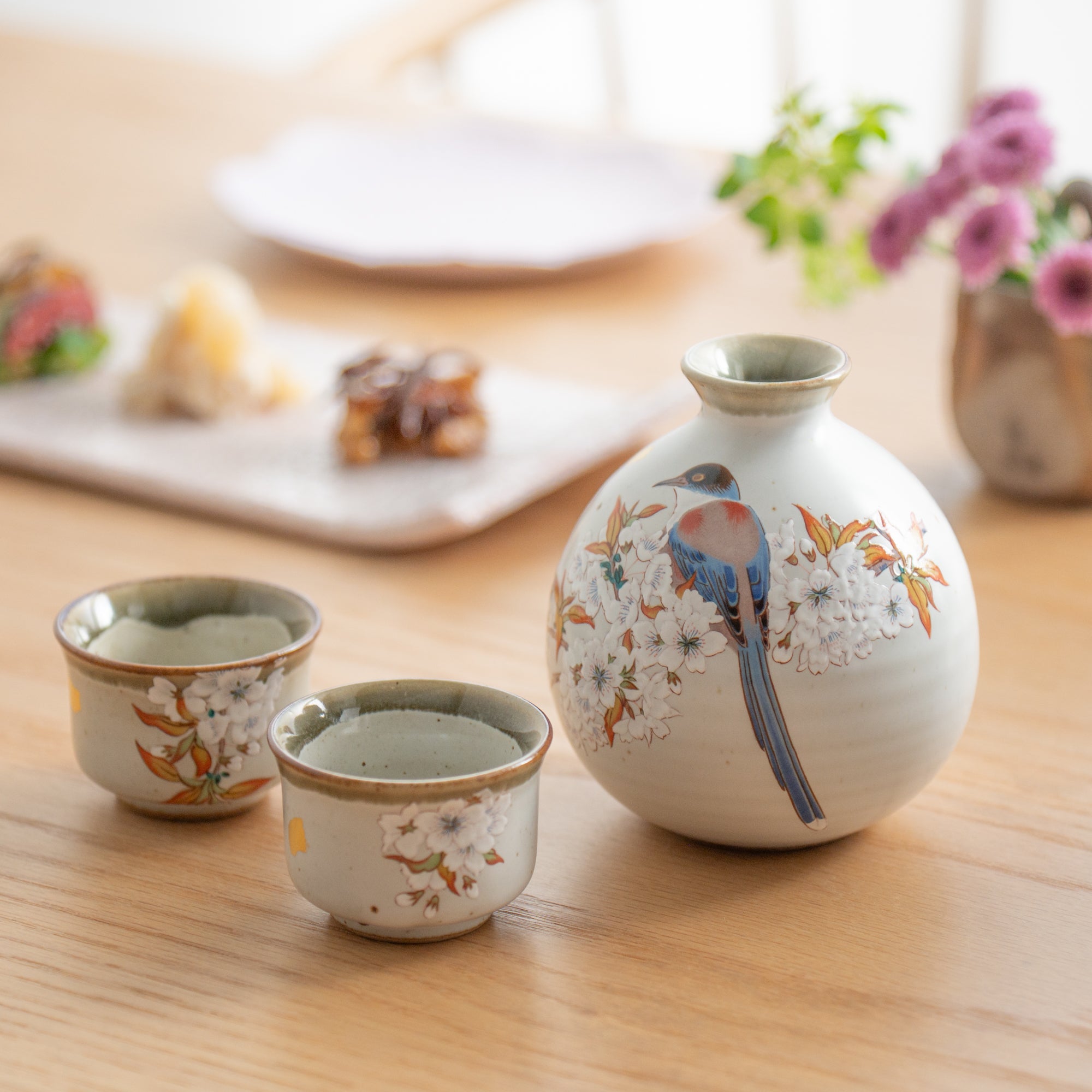 Sakura and Bird Sake Set